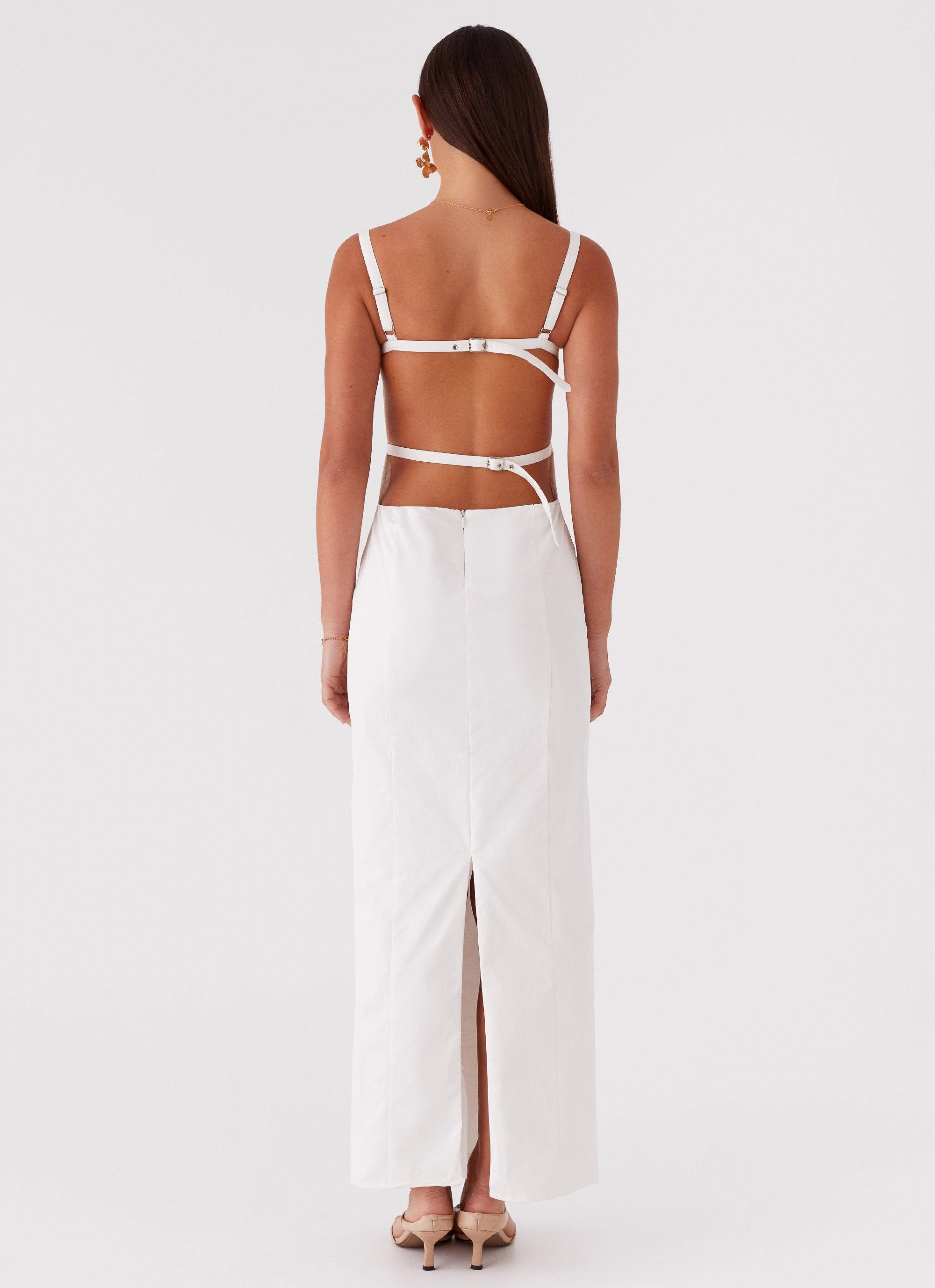Naomi Backless Maxi Dress - Off White Clean Flow