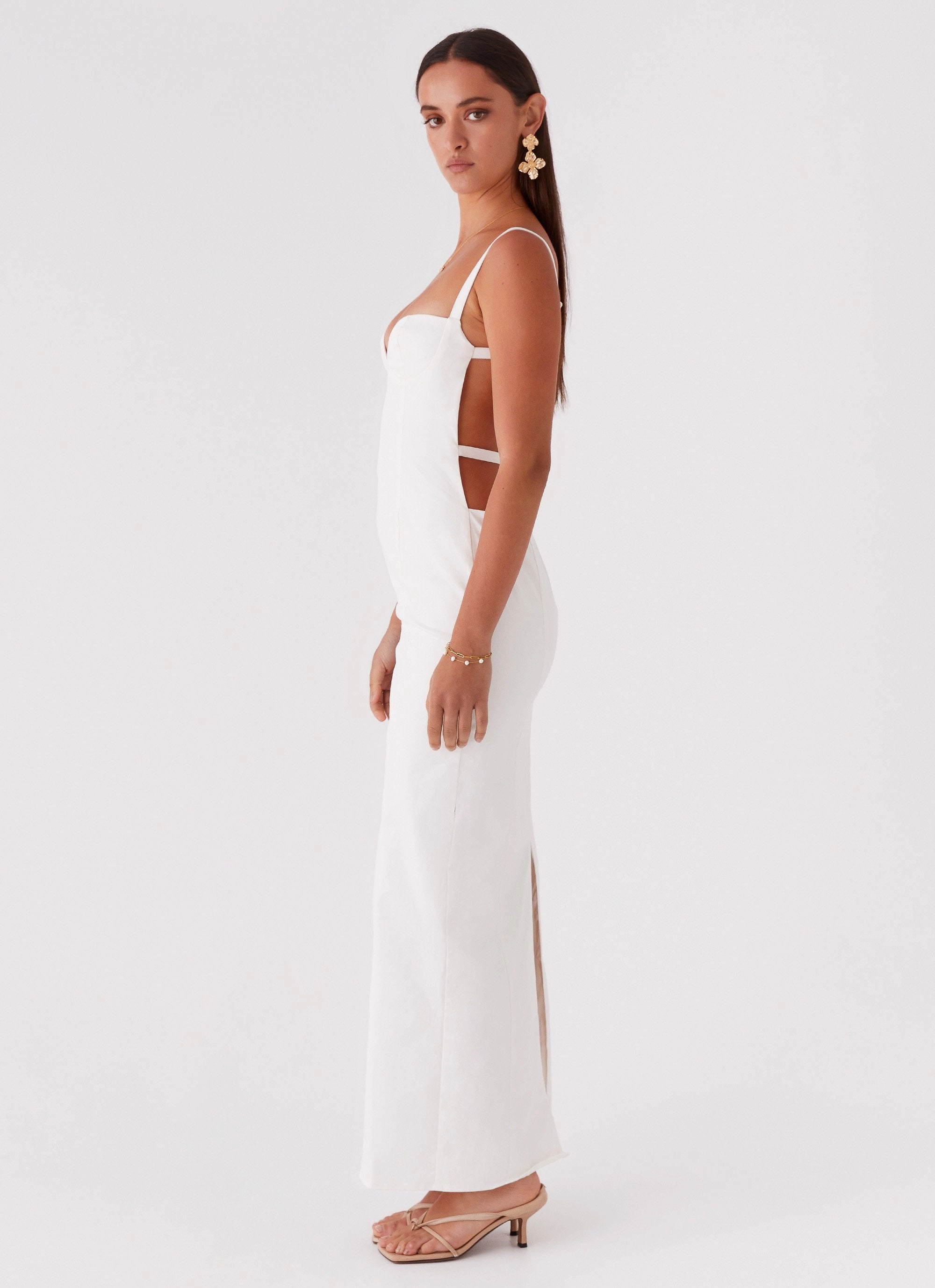 Naomi Backless Maxi Dress - Off White Urban Cool