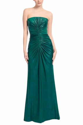 Casual Mode Strapless Jersey Leatherette Gown