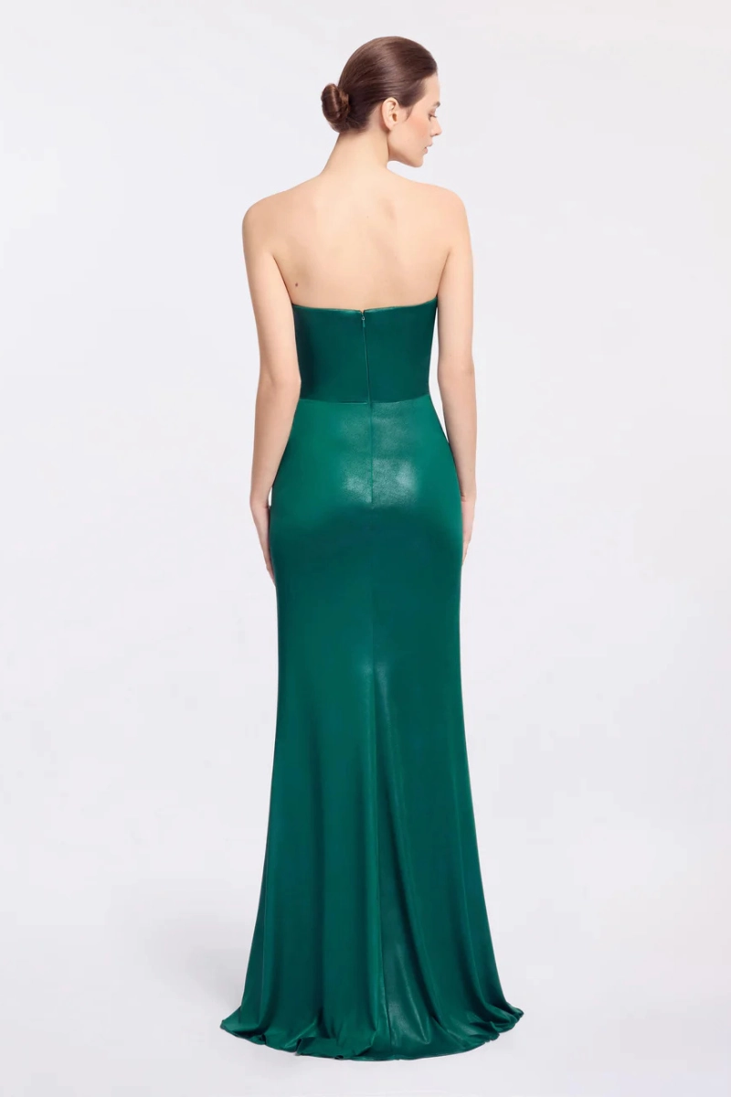 Sunset Scene Grace Color Strapless Jersey Leatherette Gown