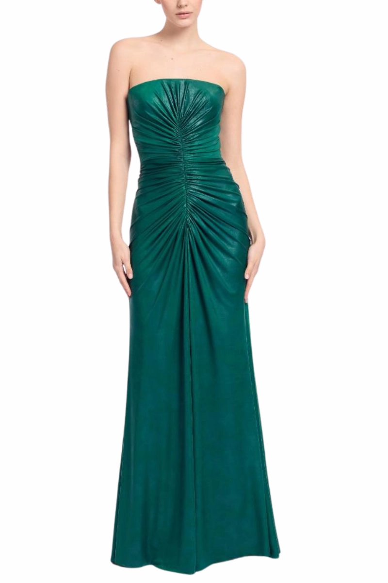 Easy Texture Strapless Jersey Leatherette Gown