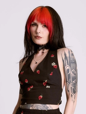 Strawberry Skull Woven Halter Anti Odor Coating Adjustable Cuffs