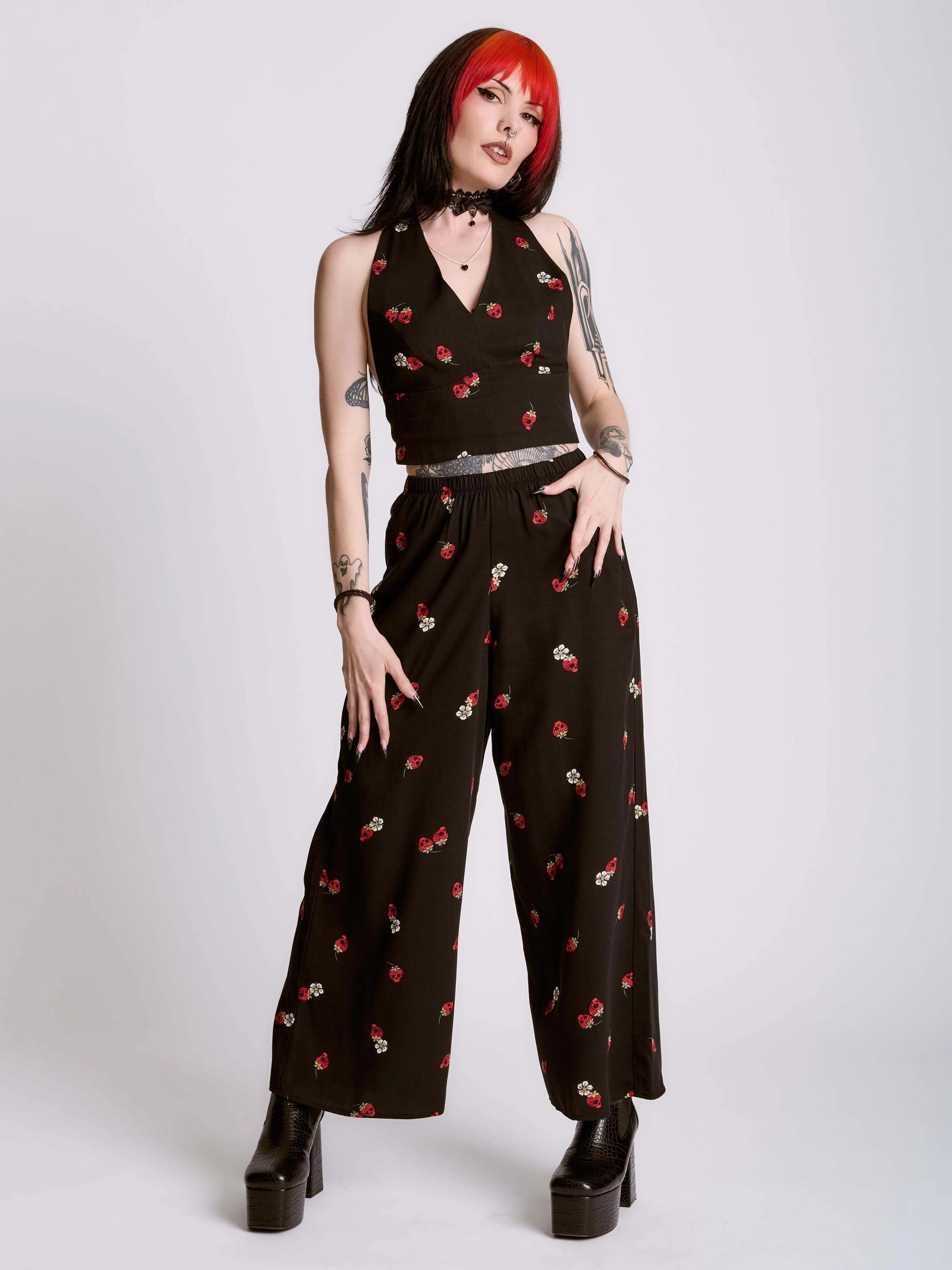 Strawberry Skull Woven Halter Small Size