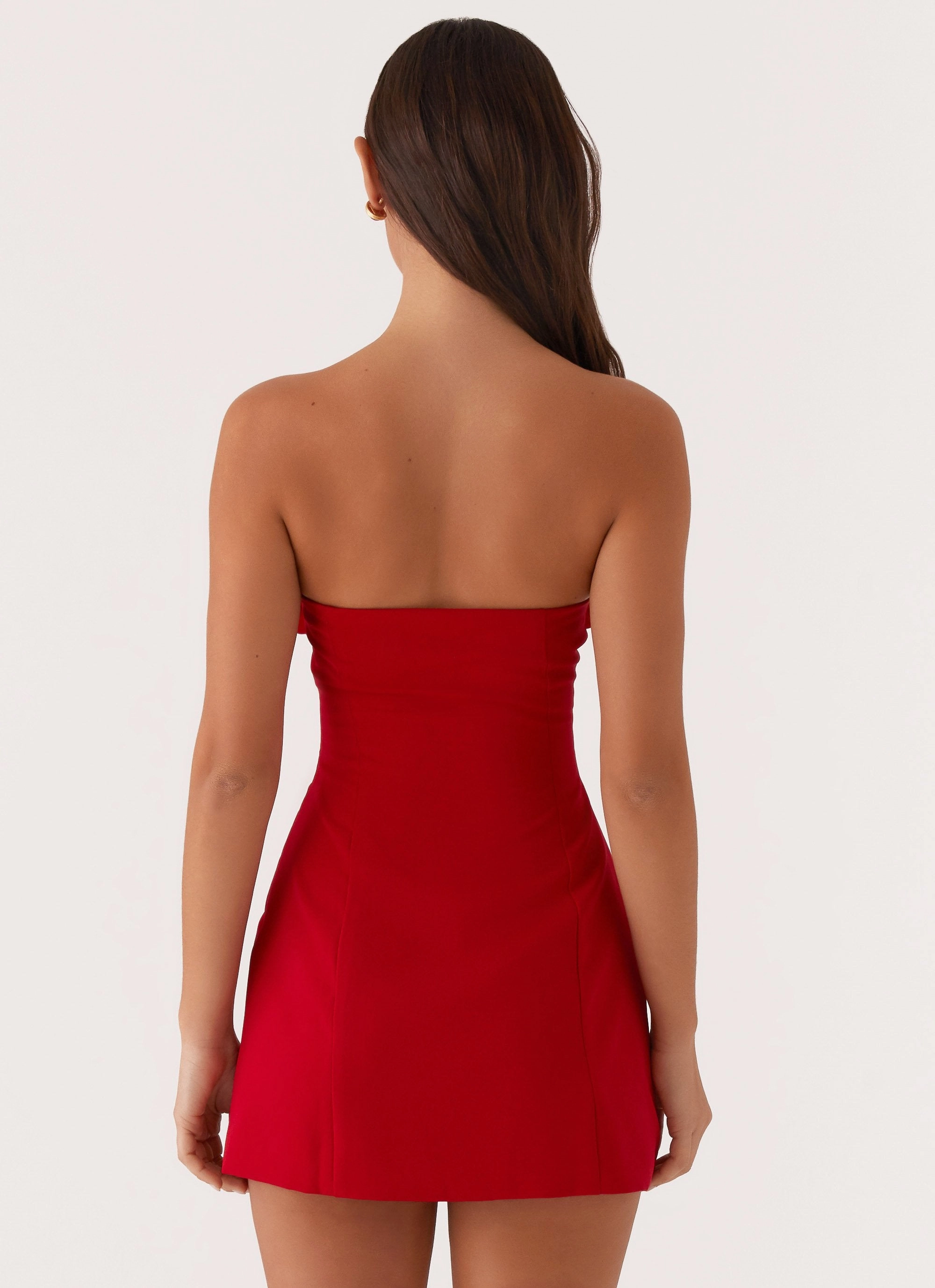 Patsie Strapless Mini Dress - Red Relax Form Glam Touch