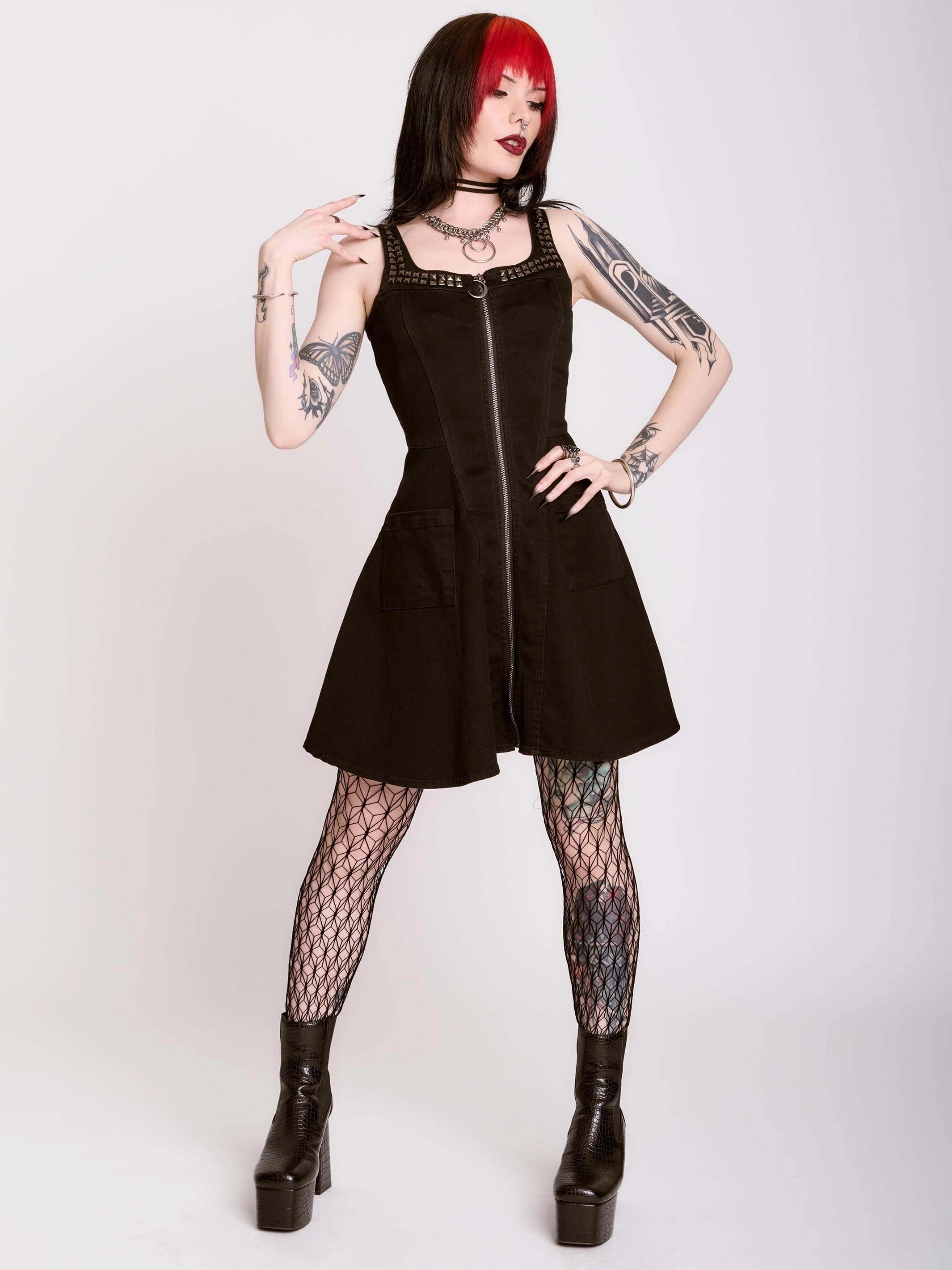 Studded Denim Dress Modern Twist