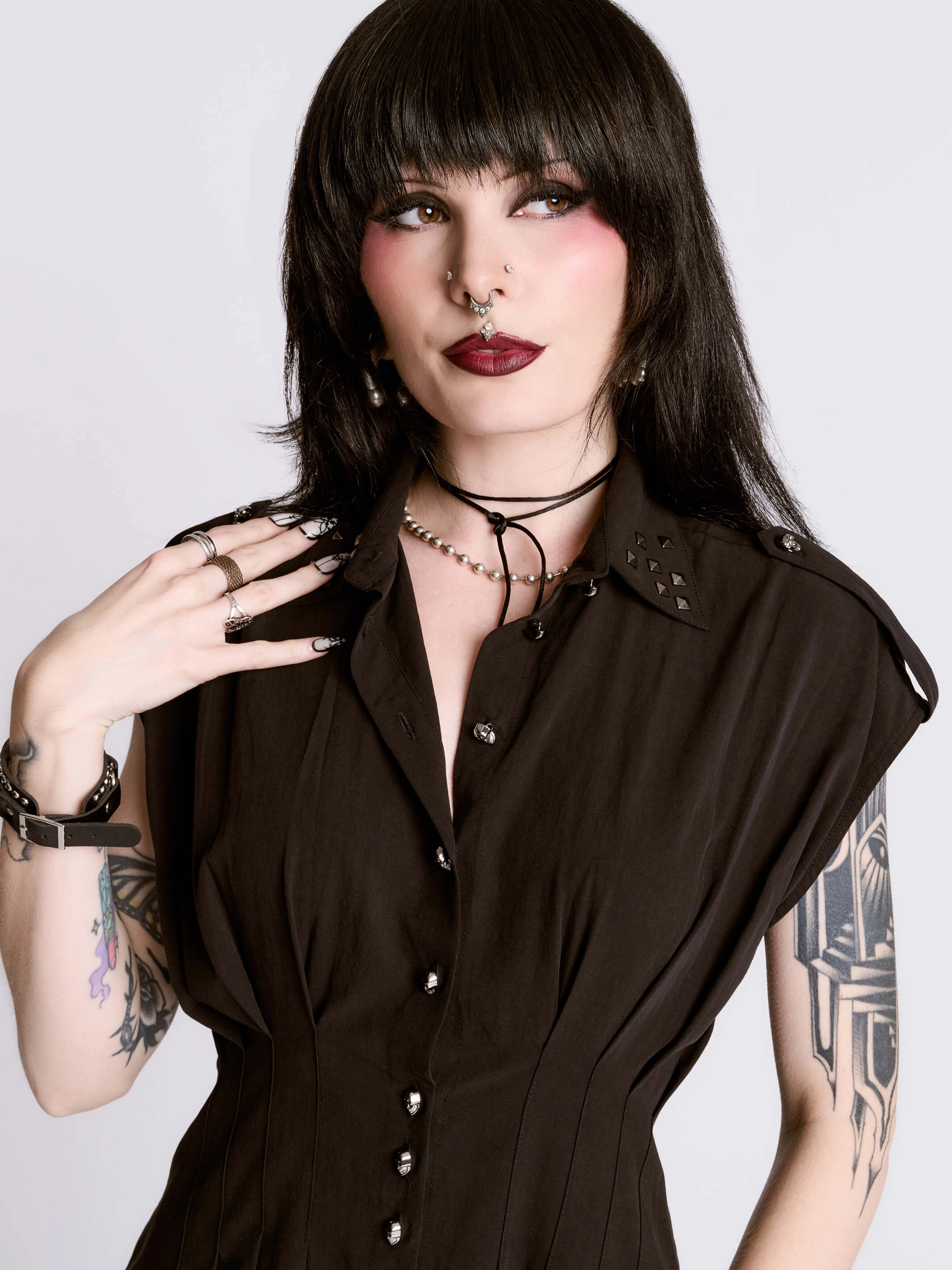 Country View London Cool Studded Skull Button Dress