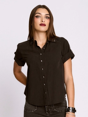 Studded Skull Button Shirt Fashion Comfort