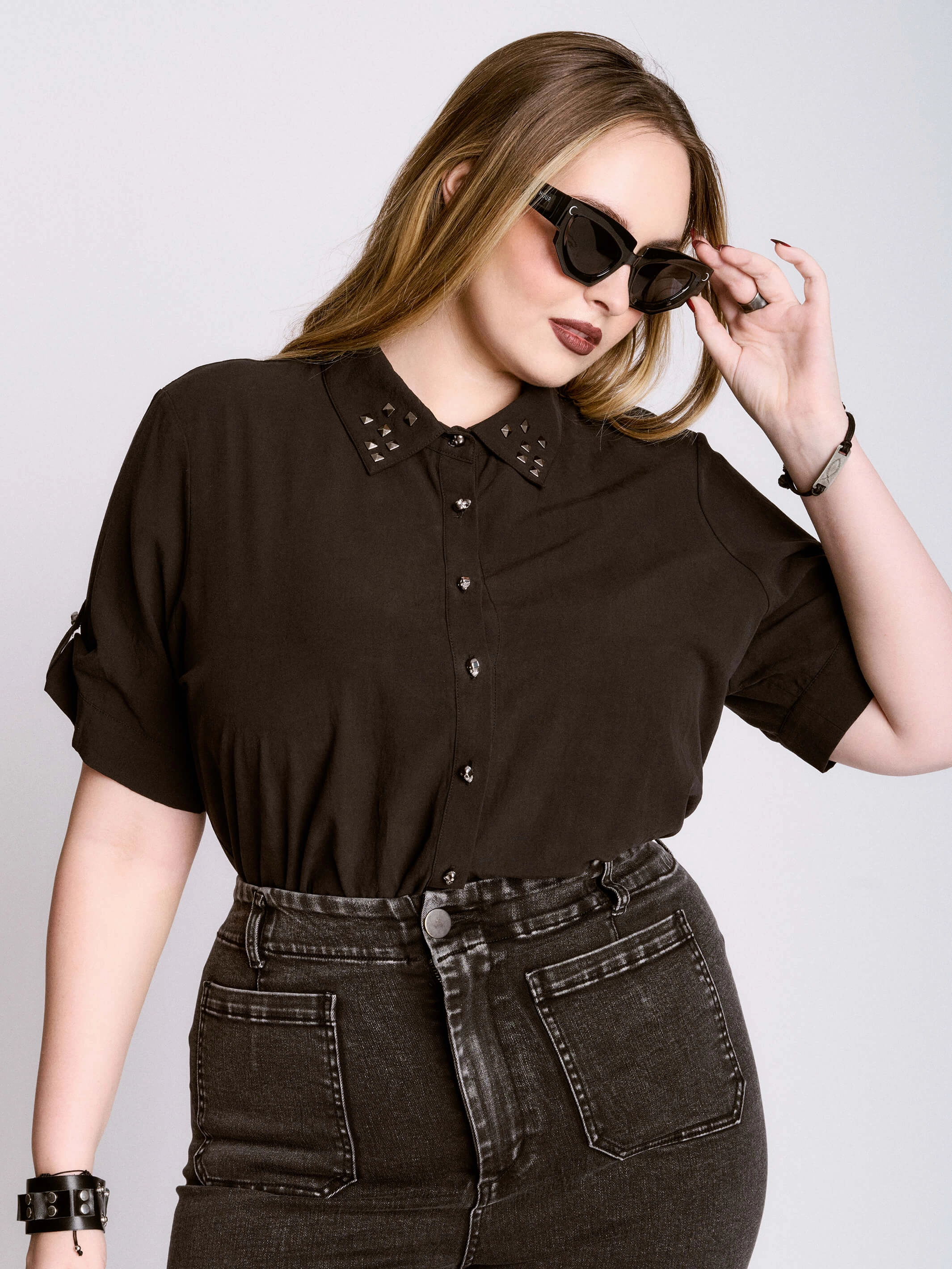 Studded Skull Button Shirt Smart Layer AllSeasonWear