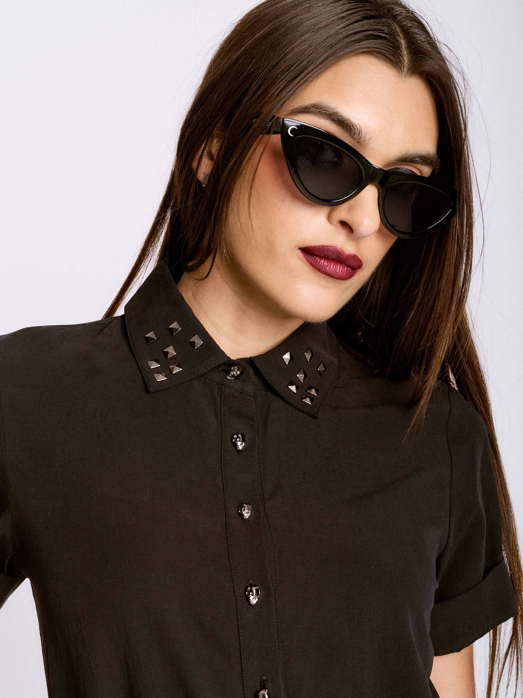 Studded Skull Button Shirt All Day Comfort