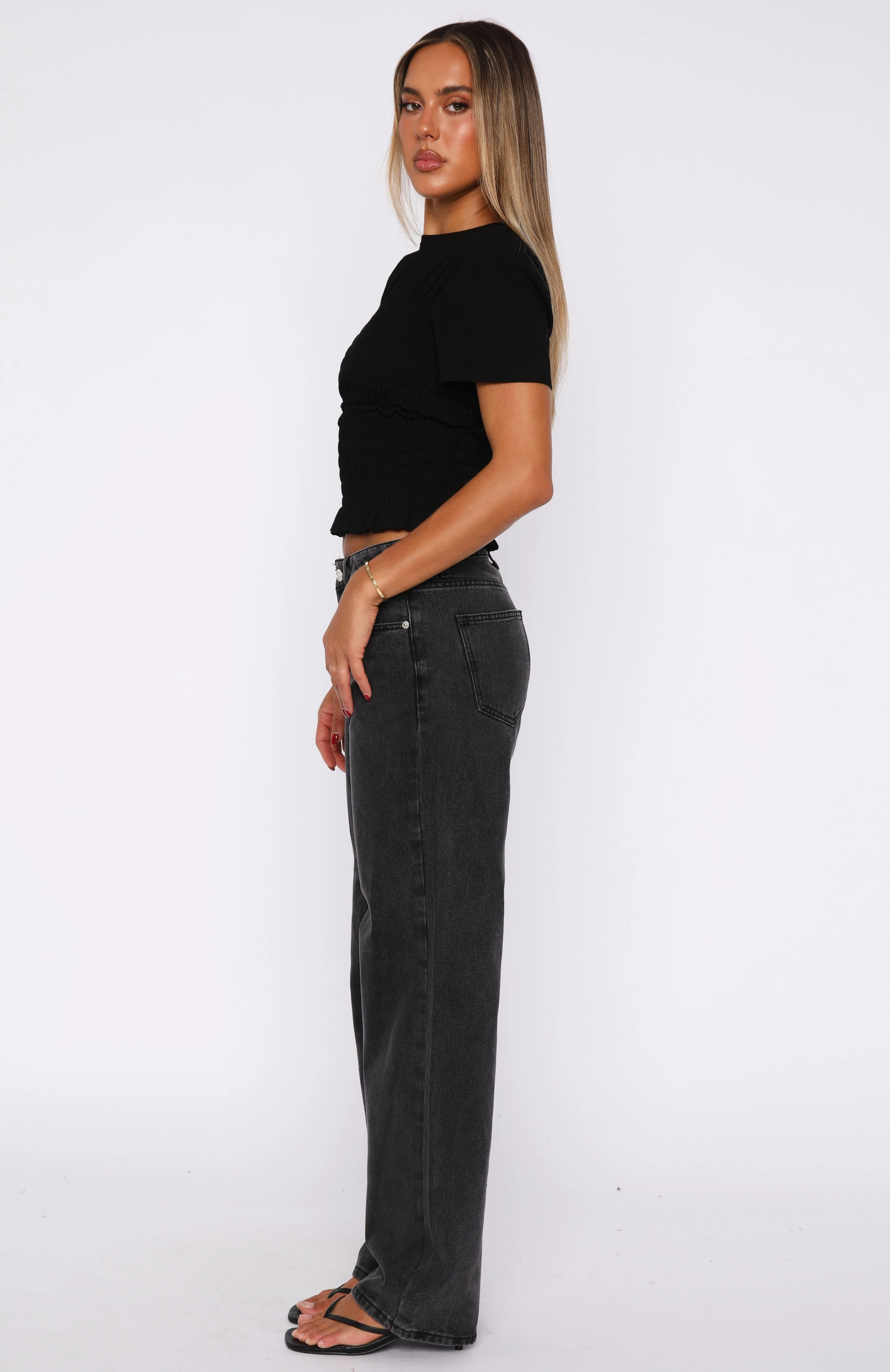 Smooth Form Zara Mid Rise Straight Leg Jeans Black Acid
