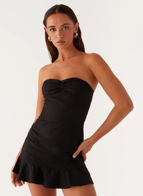 Relax Draping Delmi Bustier Mini Dress - Black