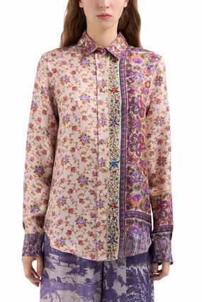 Relaxed Fit Travel Friendly ALOE Printed Silk Shirt