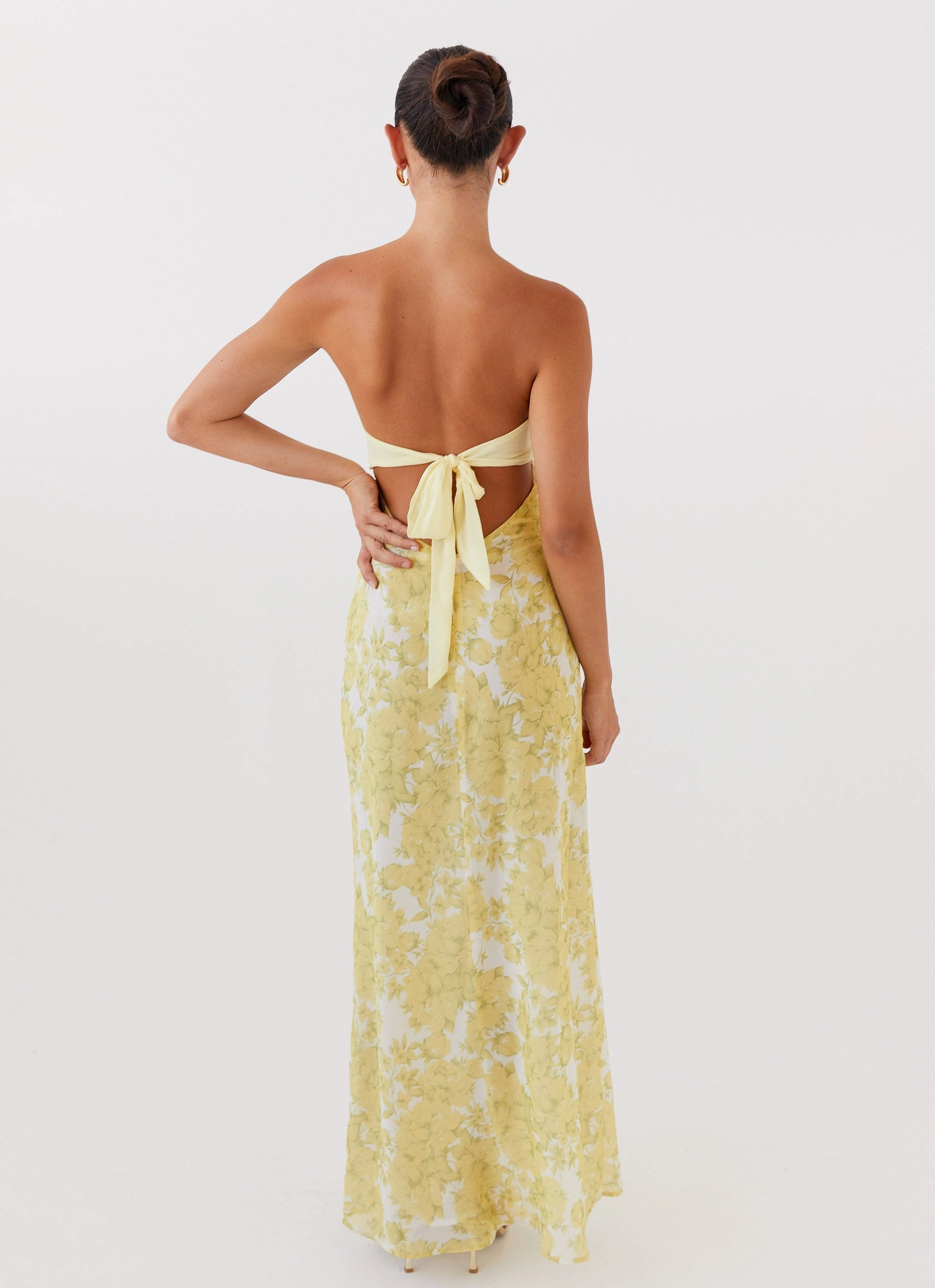 Tropicana Maxi Dress - Daffodil Skin-friendly Floral Pattern