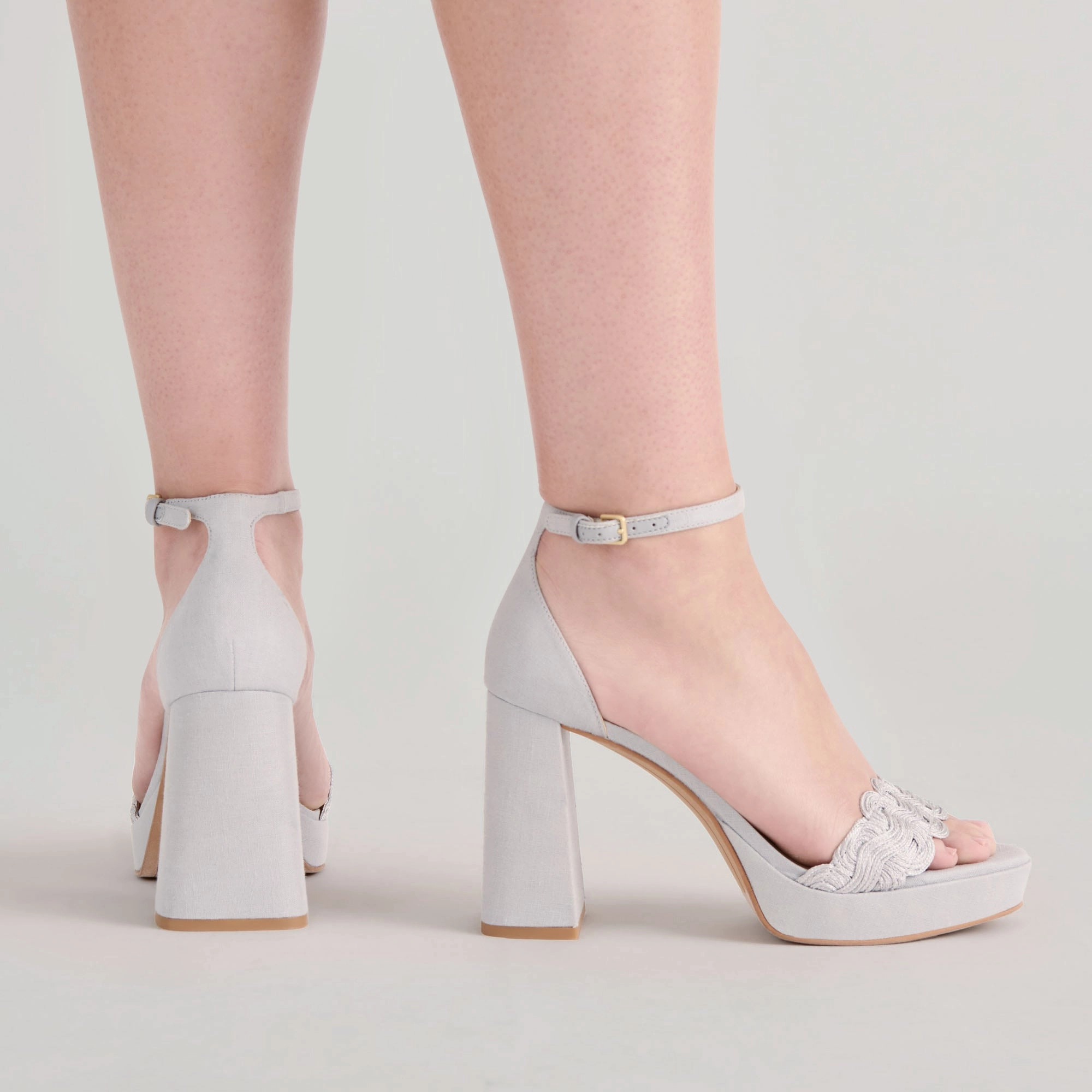 PELTIN HEELS GREY WOVEN RAFFIA Bold Statement