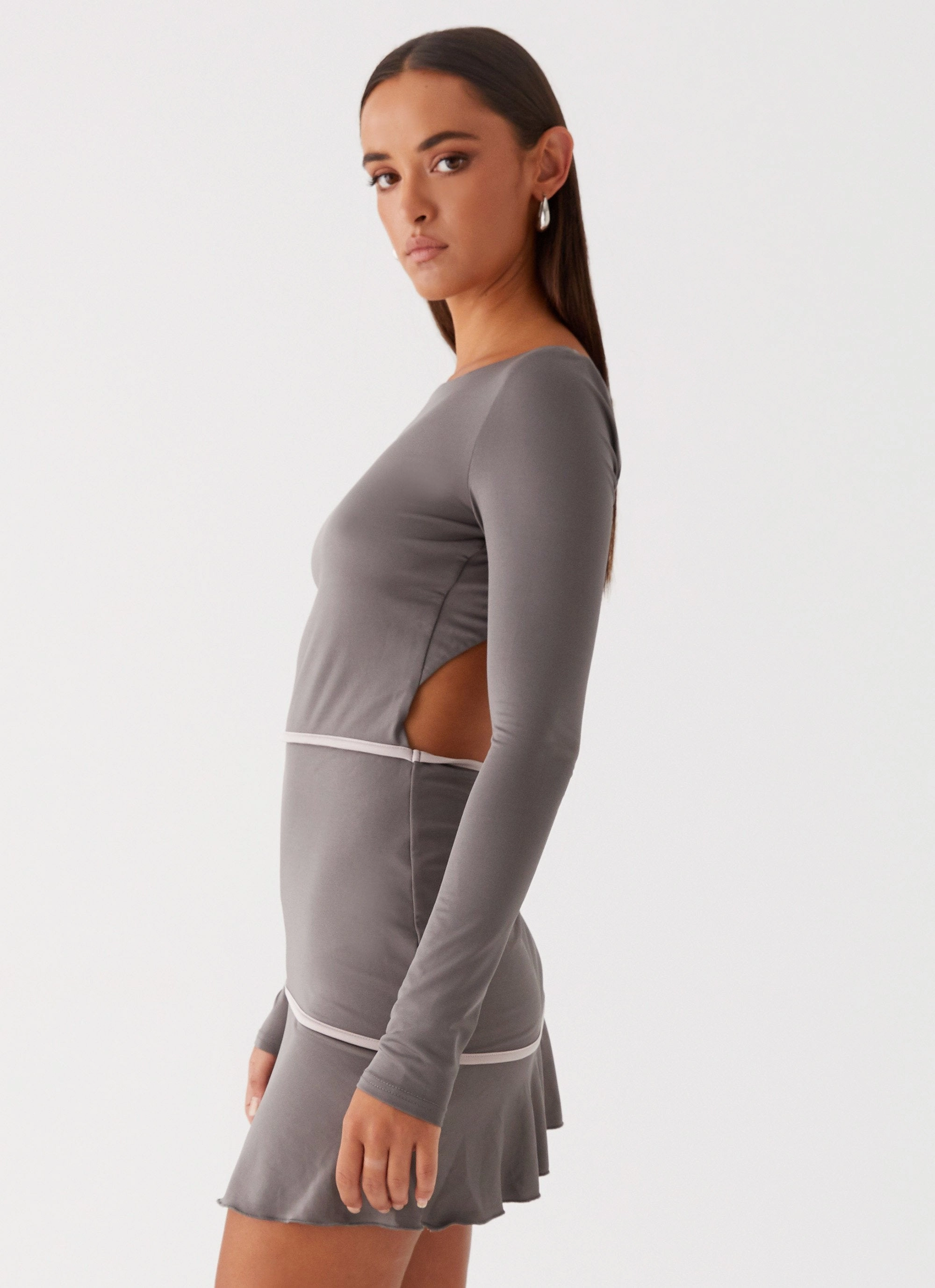 Red Carpet Easy Vibe French Flirt Mini Dress - Charcoal