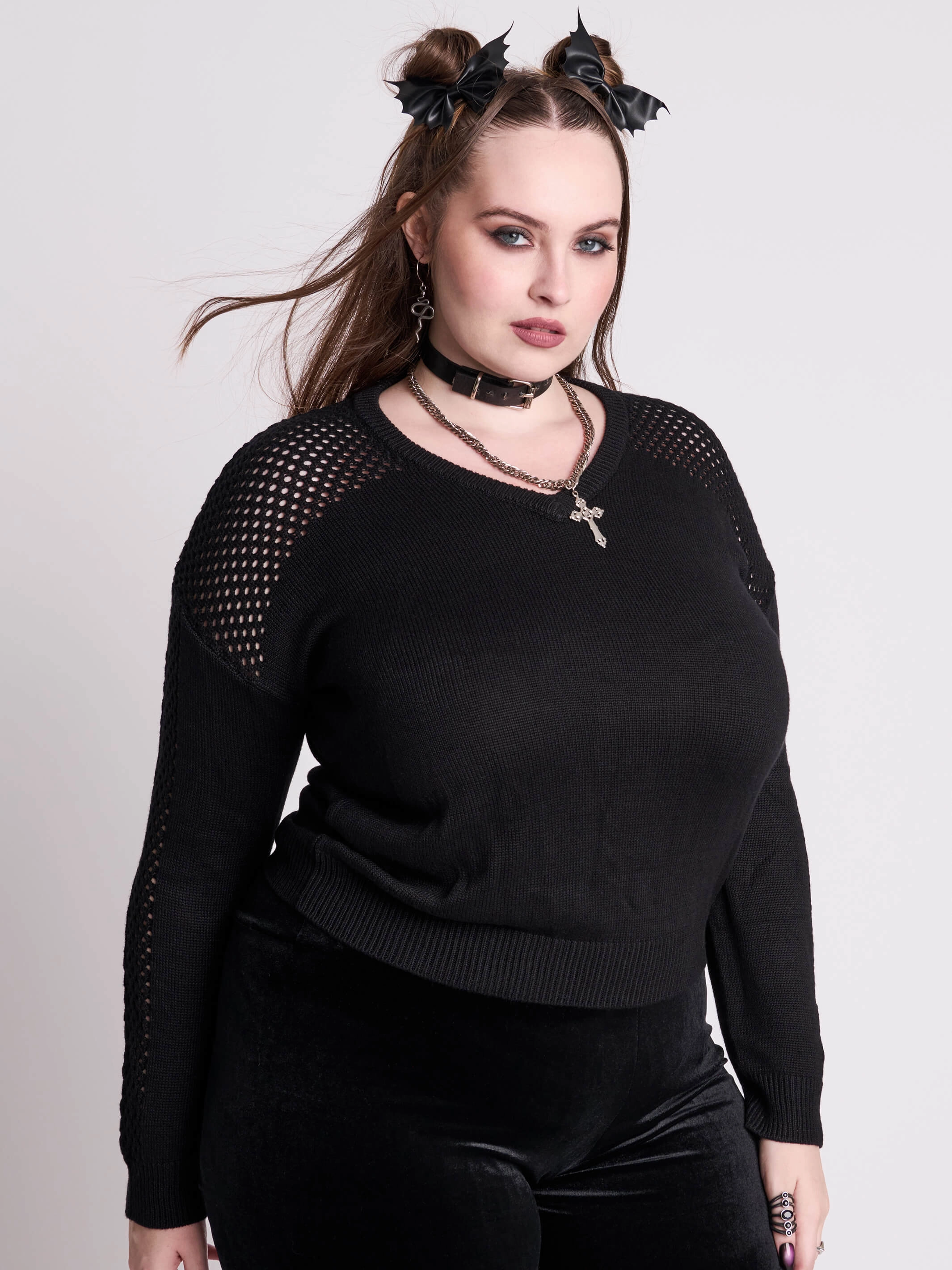 Fishnet Sweater Button - up