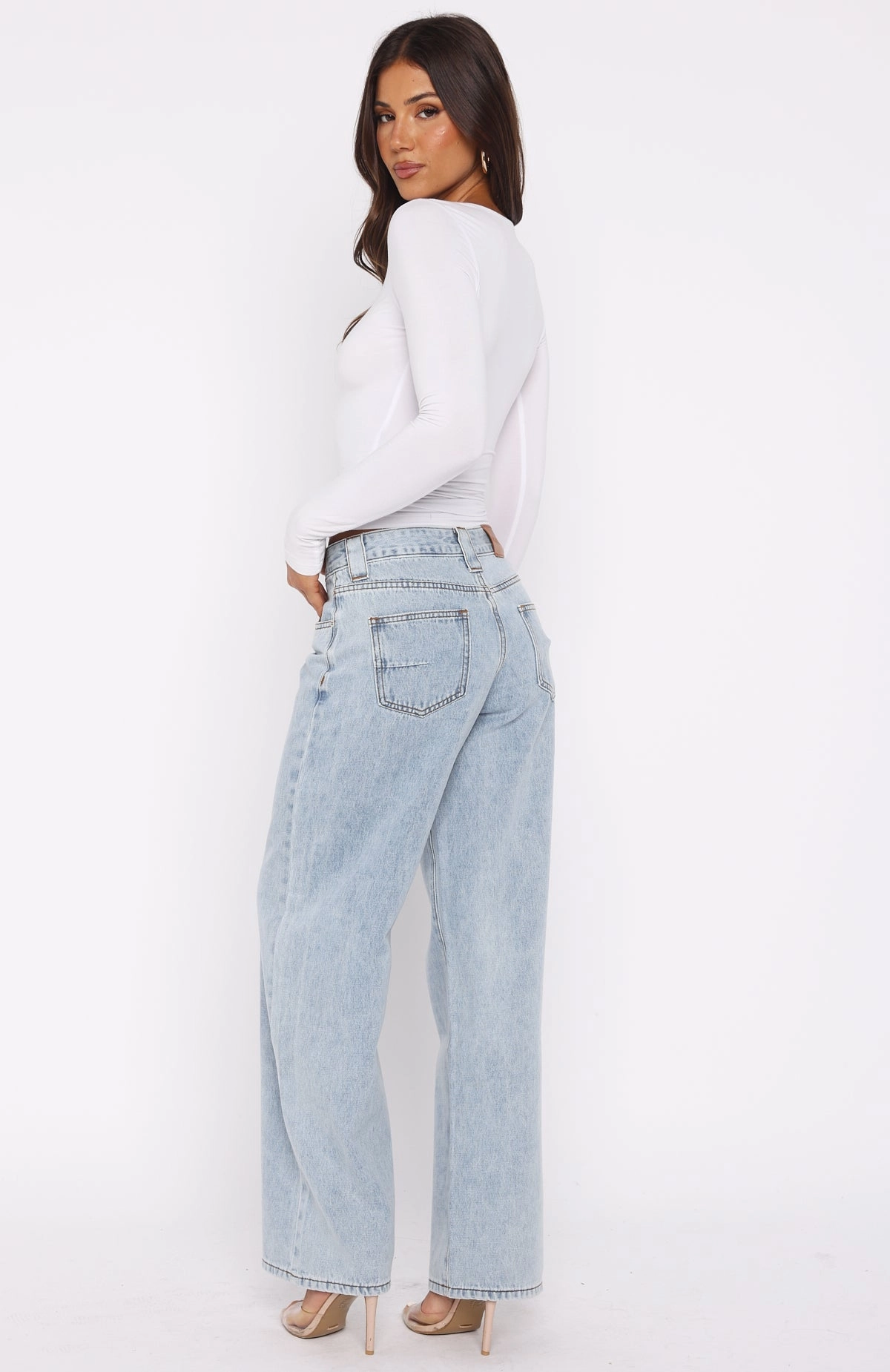 Clarissa Low Rise Wide Leg Jeans Mid Blue Daily Attire Lightweight Choice