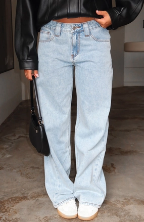 High Rise Clarissa Low Rise Wide Leg Jeans Mid Blue