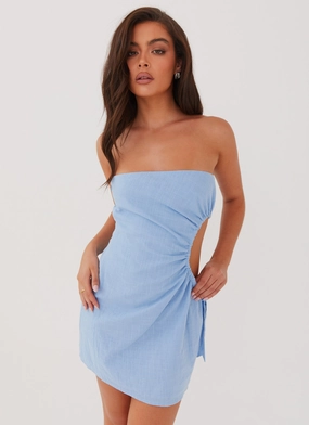 Sun-Protective Rosella Linen Mini Dress - Blue
