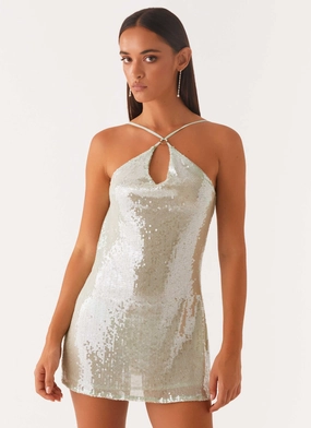 Grab Quick Timeless Piece Radiant Energy Cowl Back Mini Dress - Mint