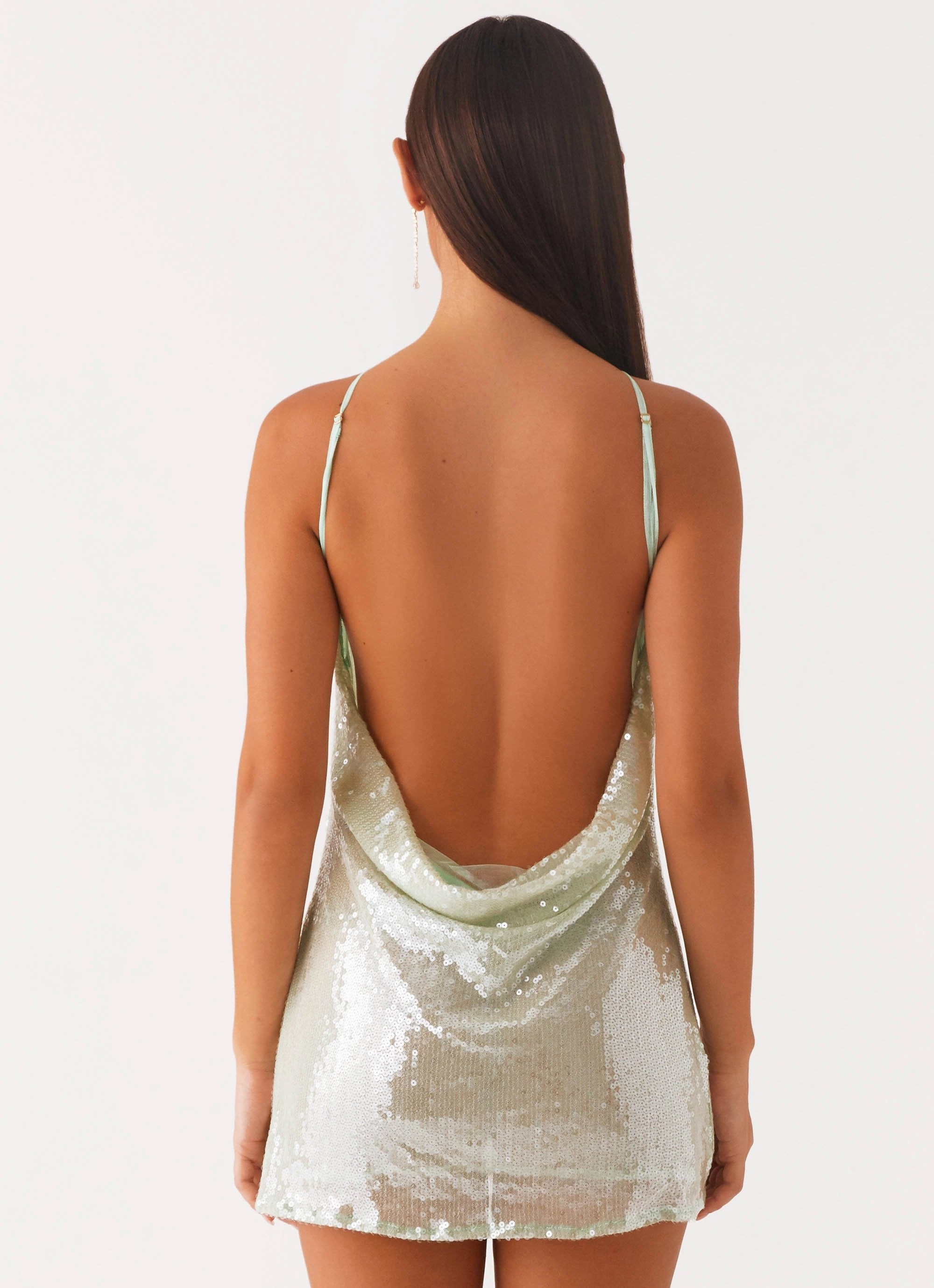 Radiant Energy Cowl Back Mini Dress - Mint Sleek Wear