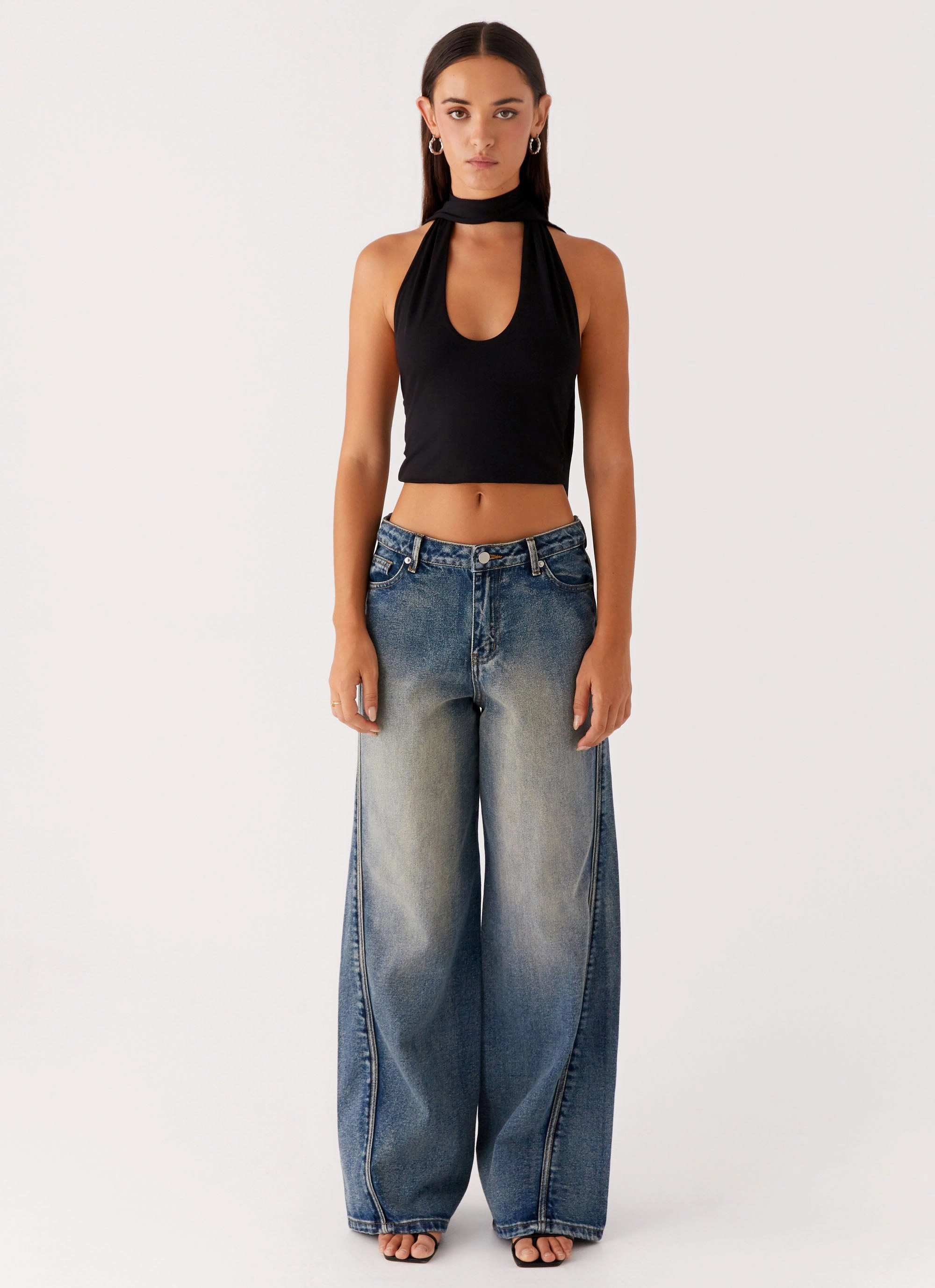 Daily Driven Trendy Sunny Vibes Calico Denim Jeans - Indigo
