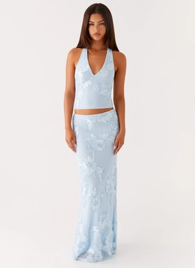 Convertible Length Clean Mood Radiate Maxi Skirt - Blue