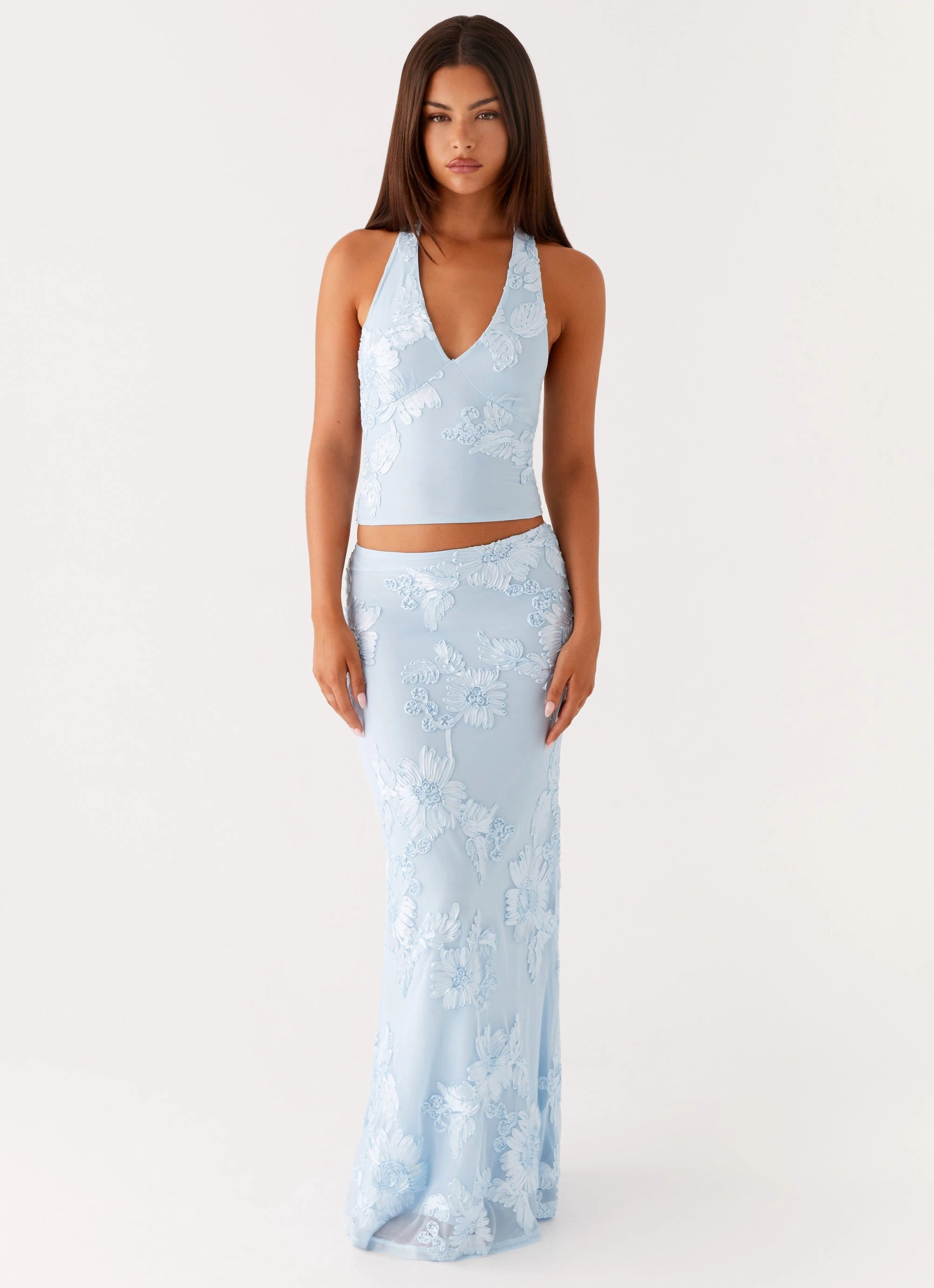 Convertible Length Clean Mood Radiate Maxi Skirt - Blue