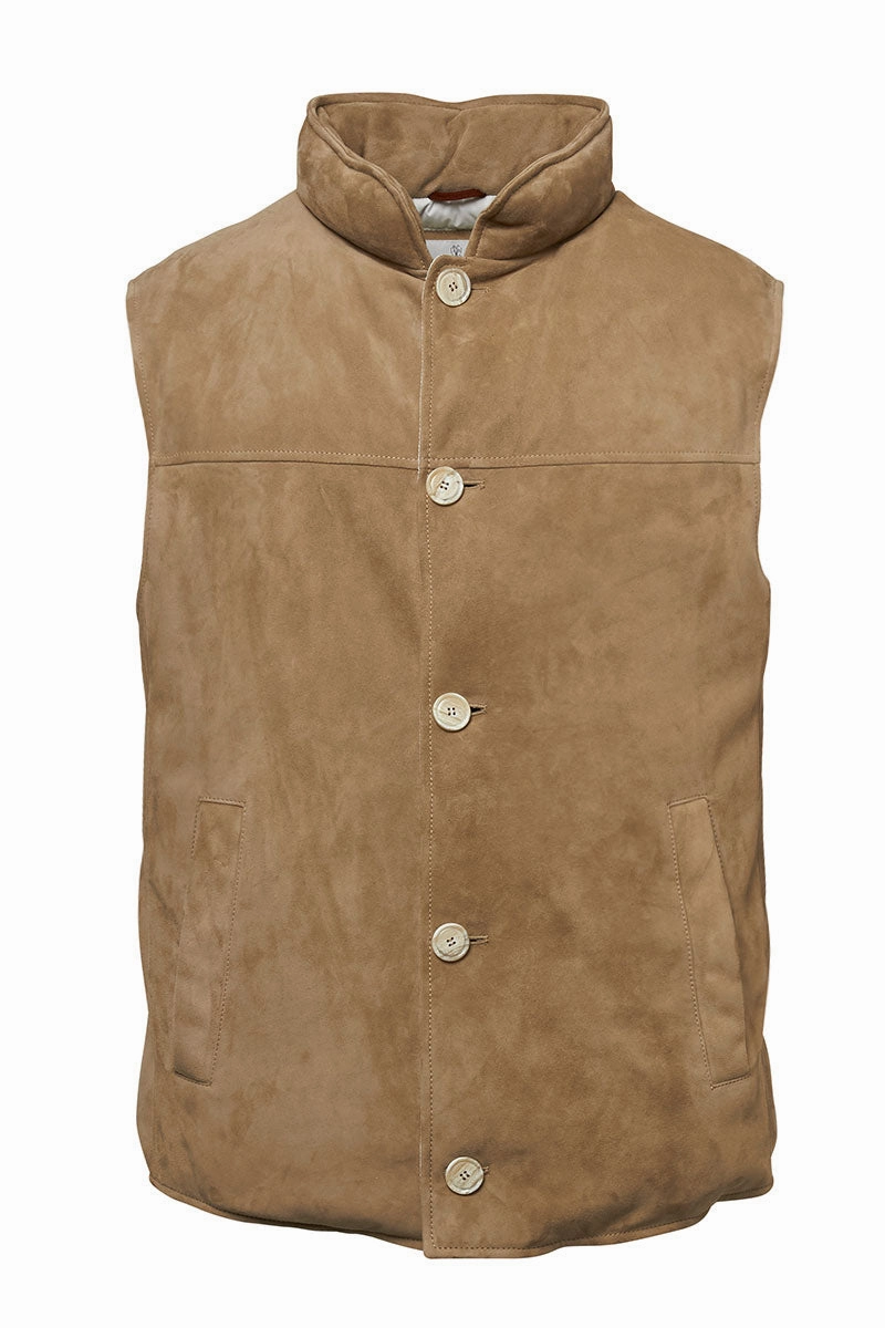 Suede Down Vest Teflon coating