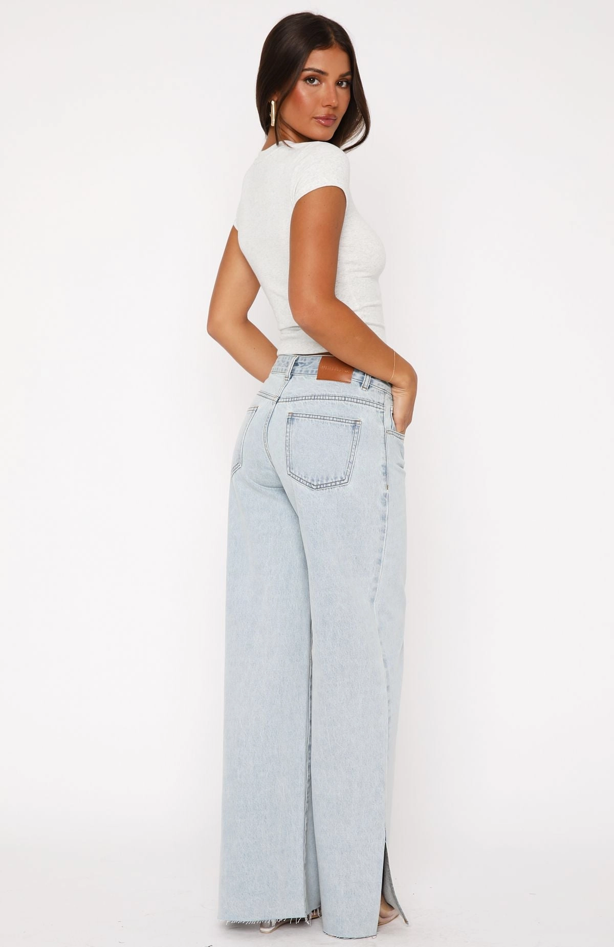 Summer Mid Rise Wide Leg Jeans Glacier Blue Motion Ease Sustainable Weekend Getaway