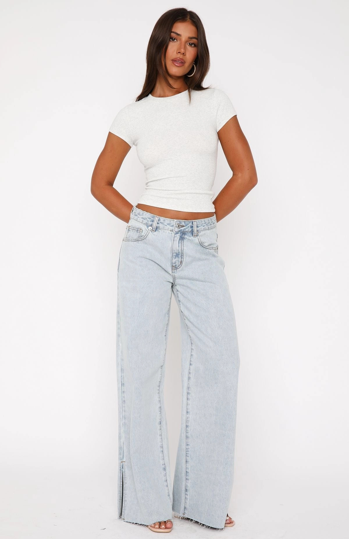 Yearlong Fit All Around Summer Mid Rise Wide Leg Jeans Glacier Blue