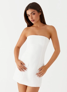 Allora Strapless Mini Dress - White Fall Layer Feminine Style