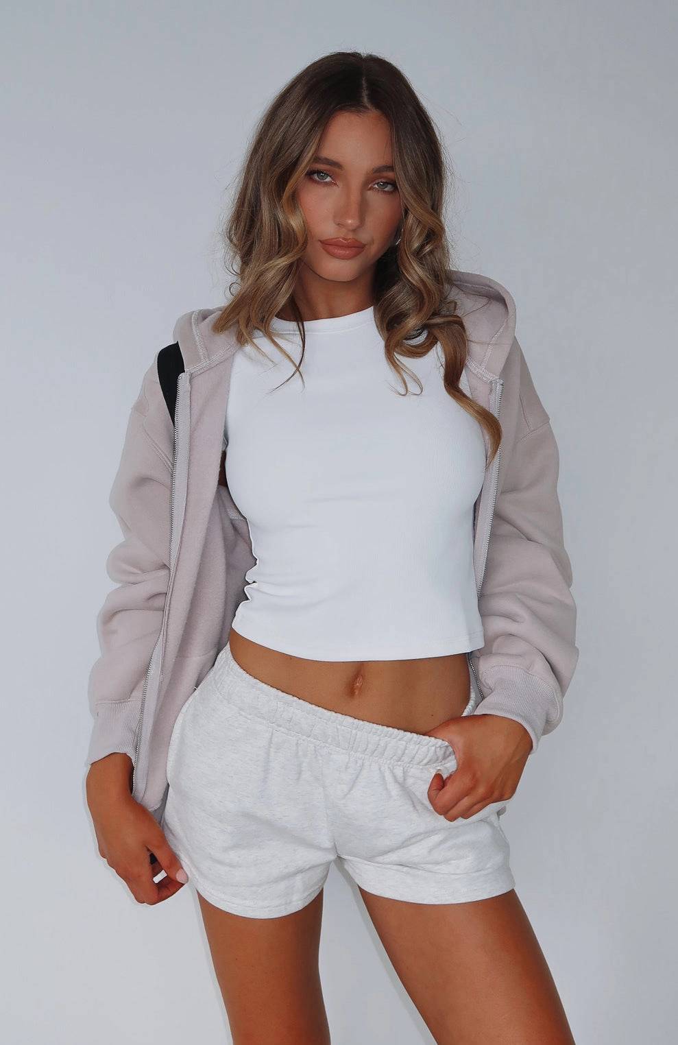 Patchwork Design Miles Away Low Rise Shorts Grey Marle