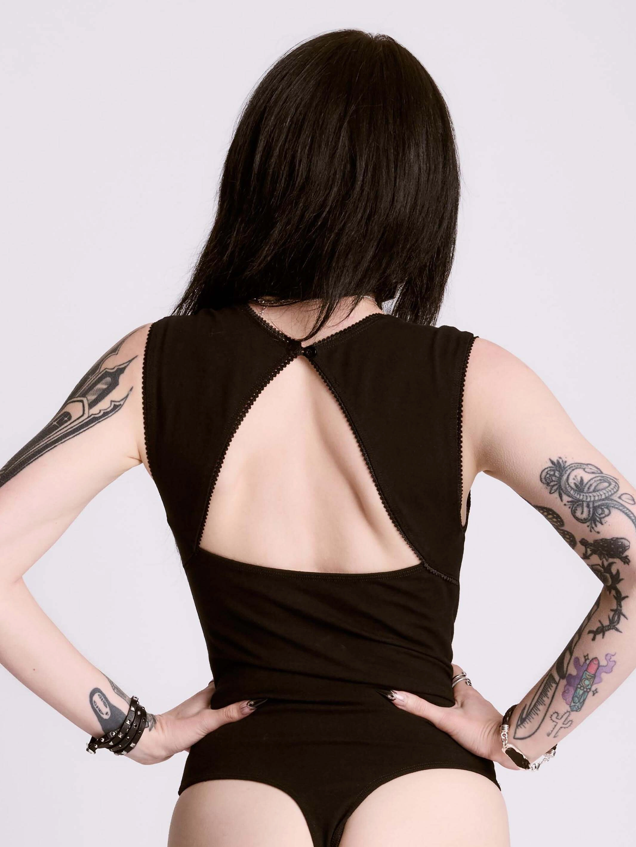 Sweetheart Bodysuit polo neck DoubleStitchedHem