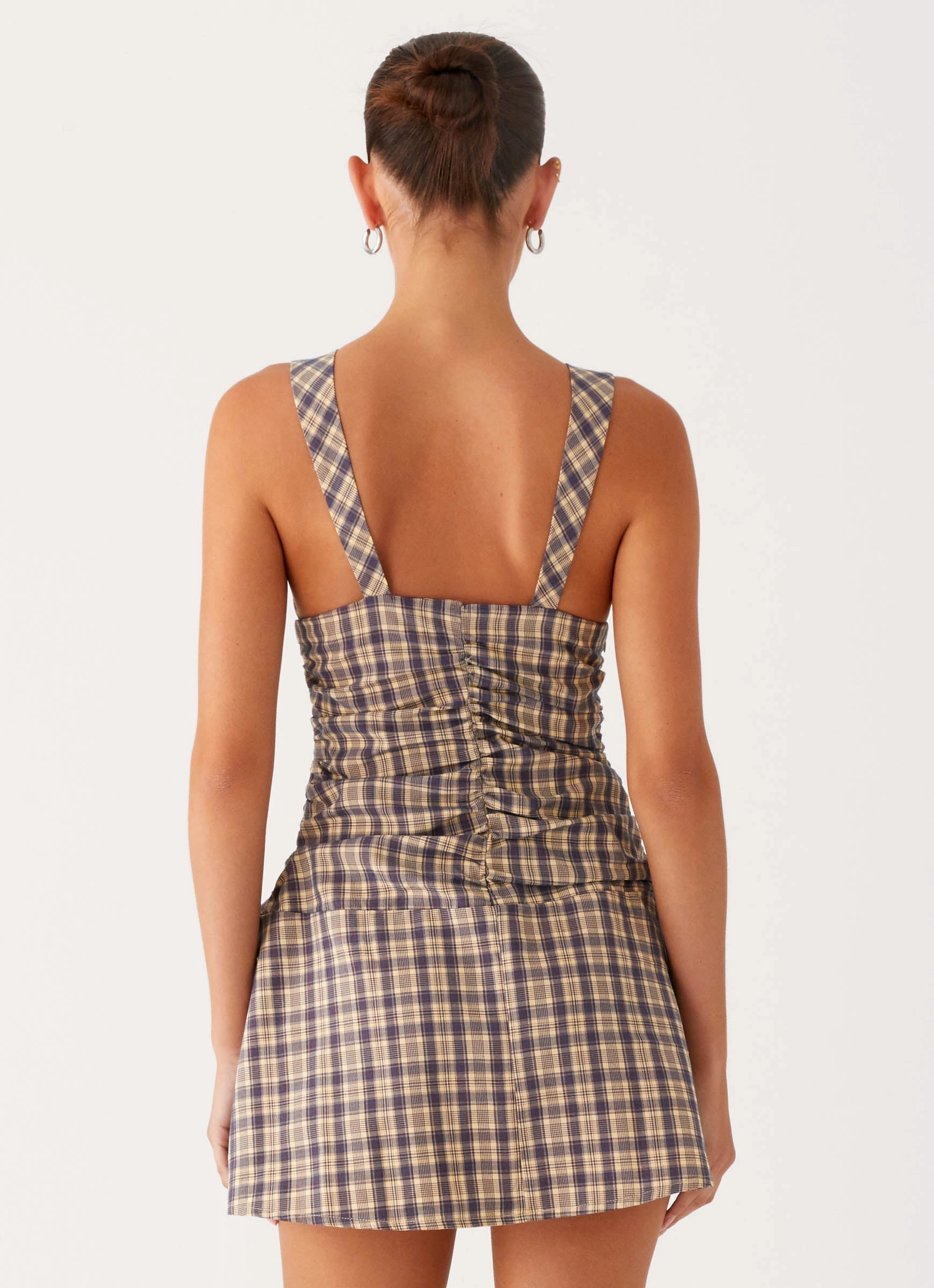 Comfortable Design Timeless Comfort Wear Tablo Drop Waist Mini Dress - Check Print