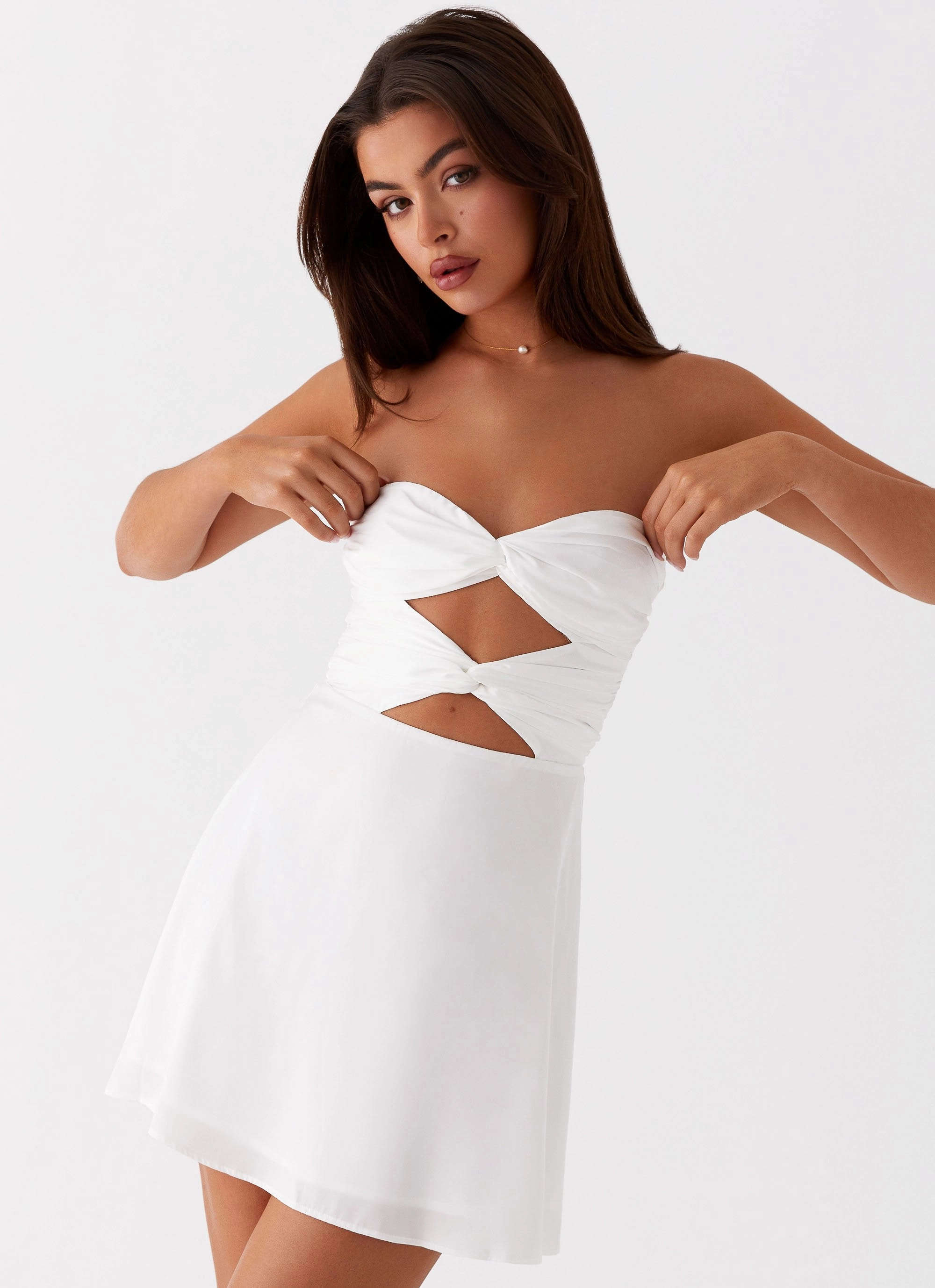 Taga Twist Mini Dress - White Timeless Trend