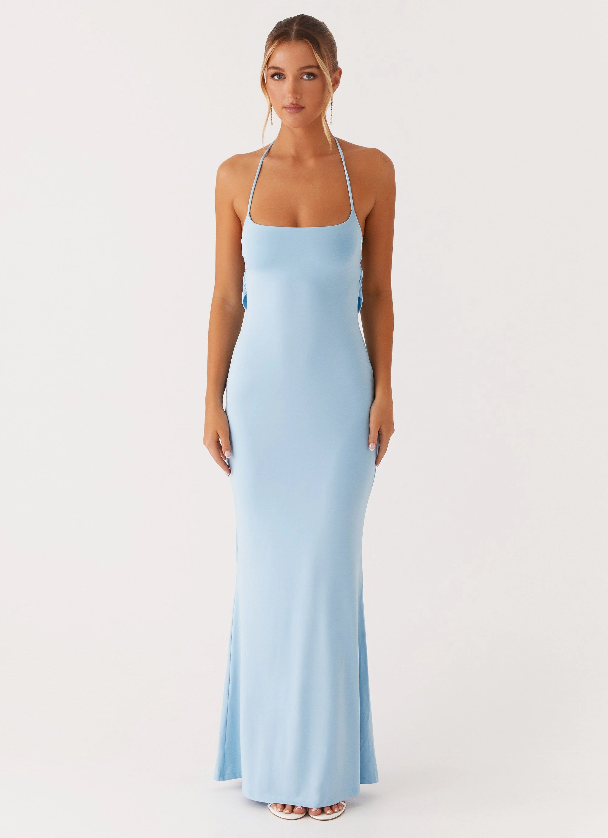 Talk About Us Maxi Dress - Blue Layered-Look Chic formal attire