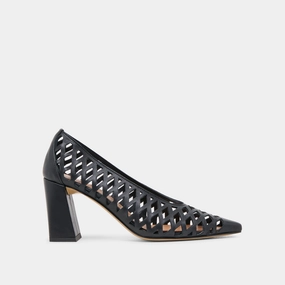 TANYA HEELS BLACK WOVEN LEATHER Heightened Style Travel Spark