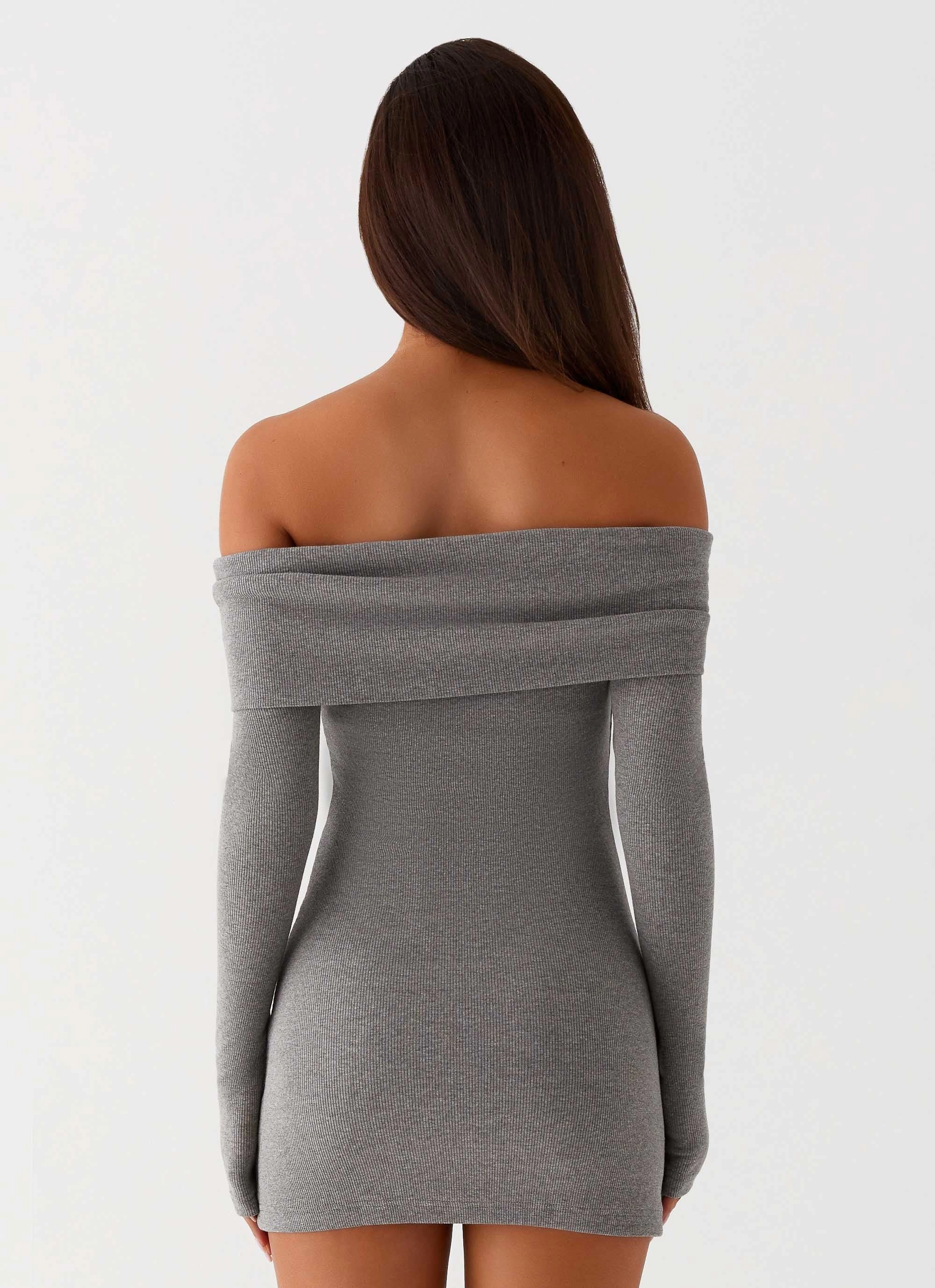 Retro Detail Tanzia Knit Mini Dress - Charcoal