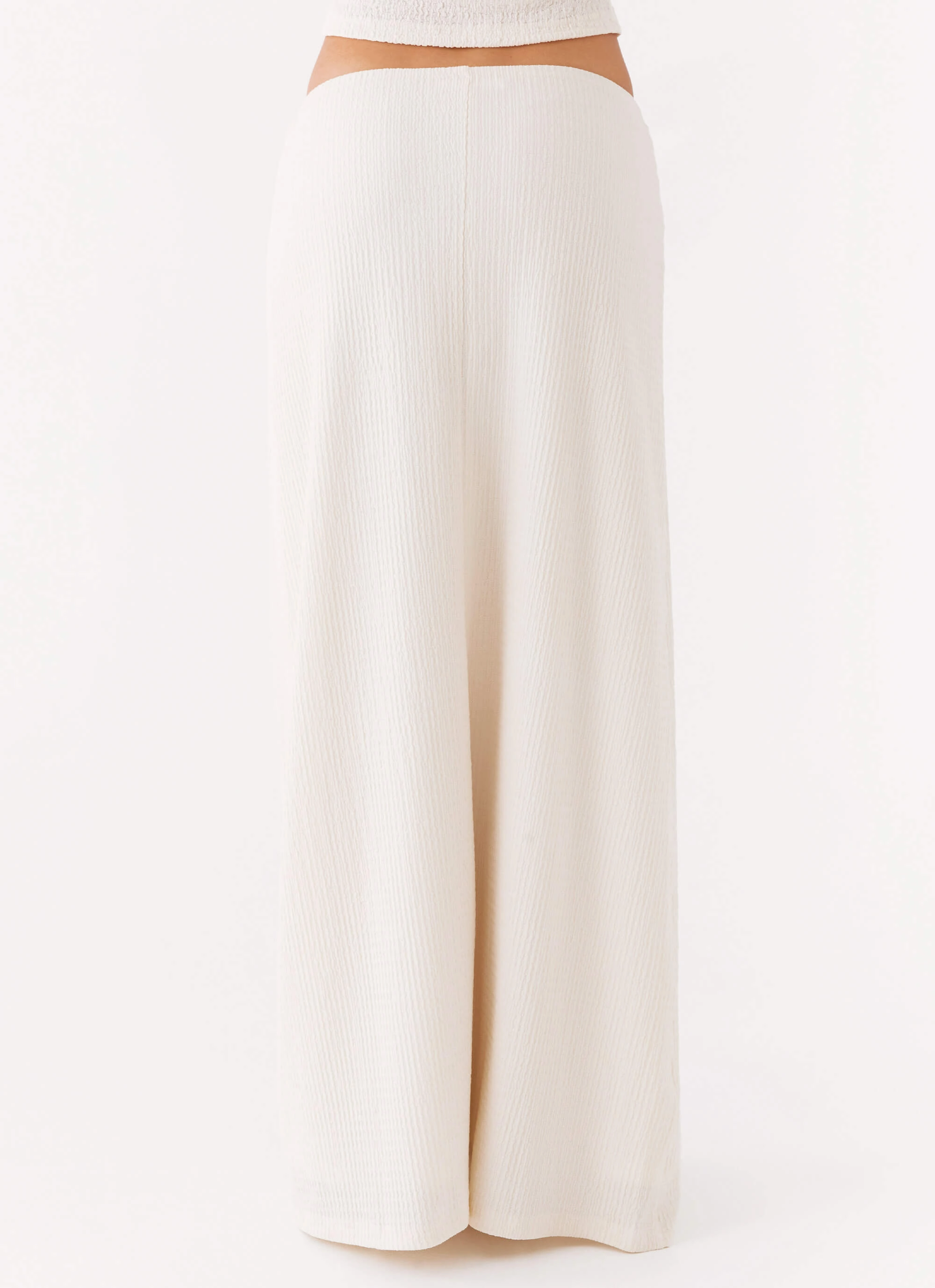 Wrap Front Adjustable Fastening Tatum Low Rise Maxi Skirt - Ivory