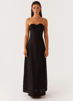 Feminine Details Quick Outfit Tayla Linen Maxi Dress - Black