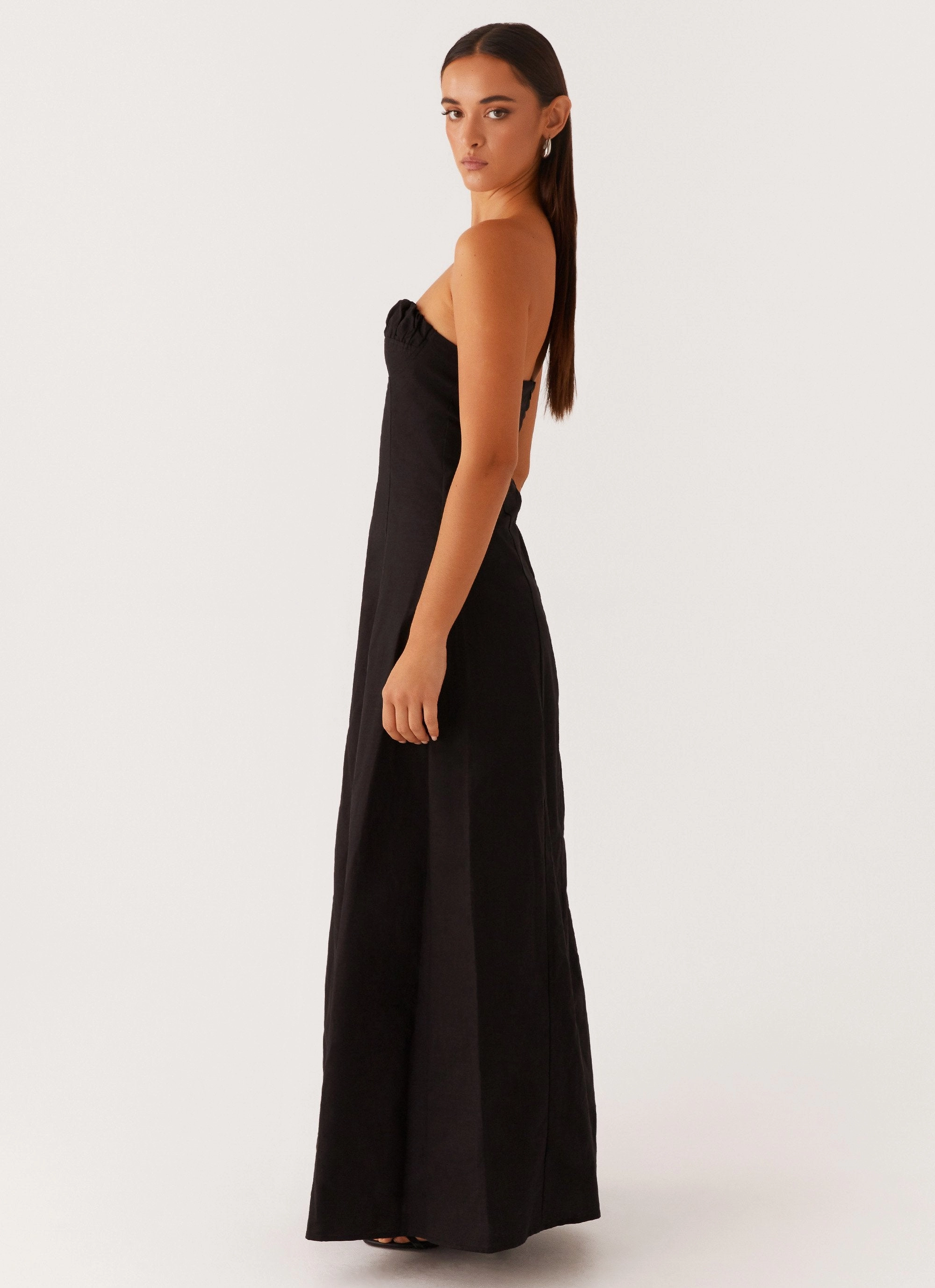 Tayla Linen Maxi Dress - Black Versatile Design