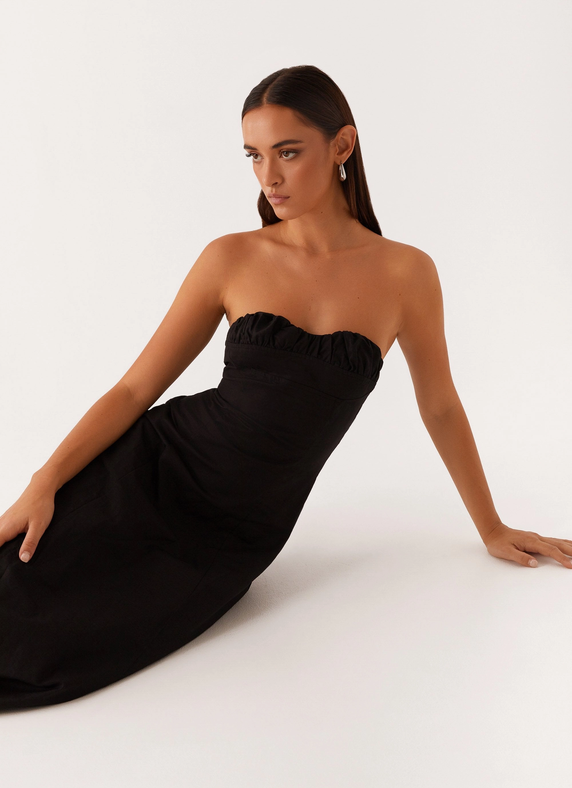 Tayla Linen Maxi Dress - Black Daywear Comfort