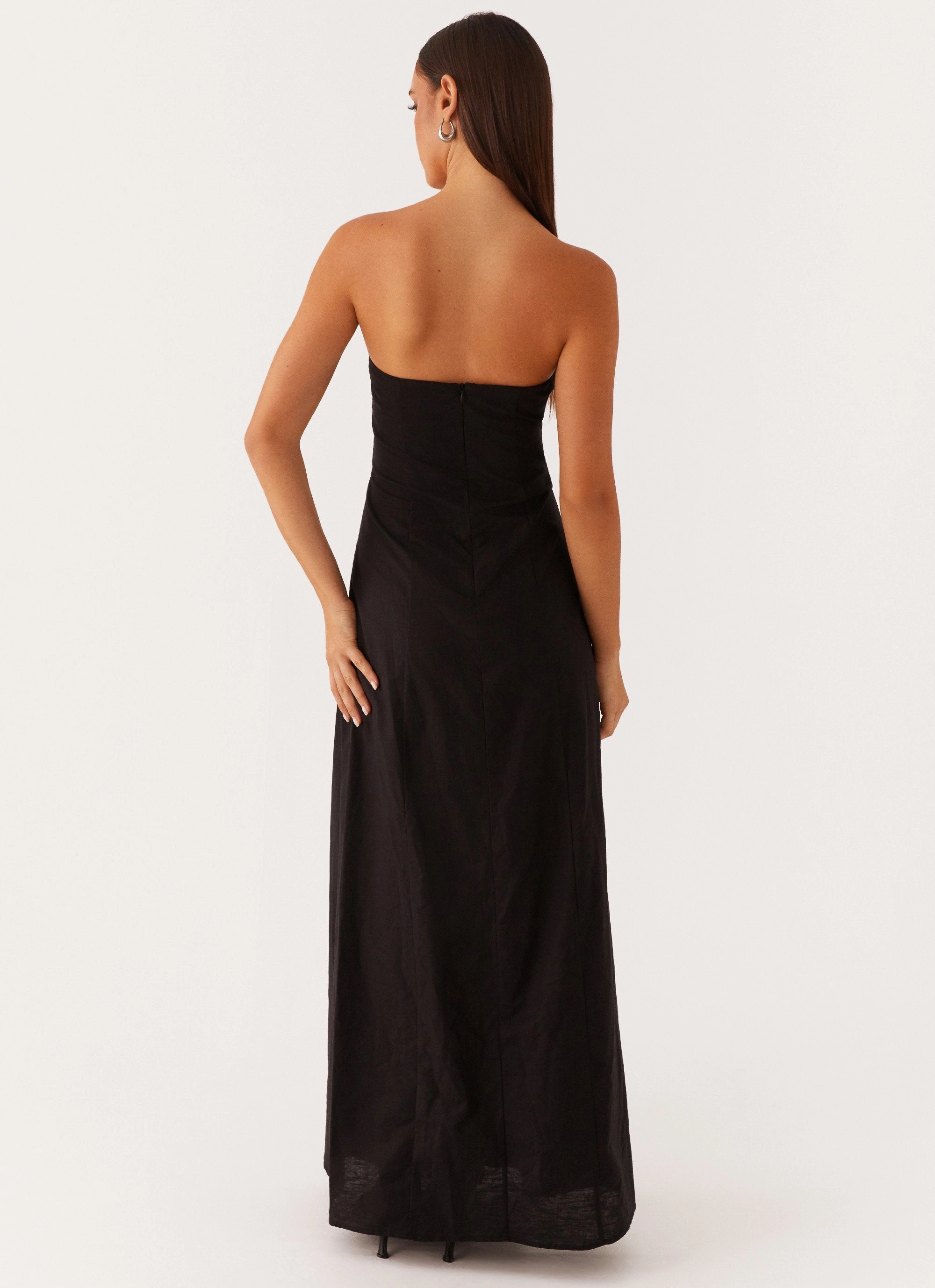 Tayla Linen Maxi Dress - Black Match Quick