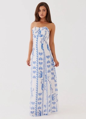 Tayla Linen Maxi Dress - Floral Wave Chill Fashion Shine Finish