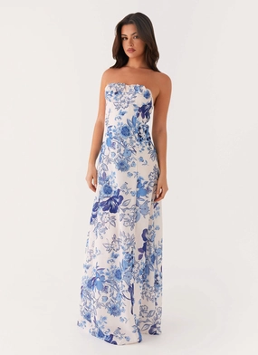 Walk Mood breathable-mesh Tayla Linen Maxi Dress - Serene Sky Floral