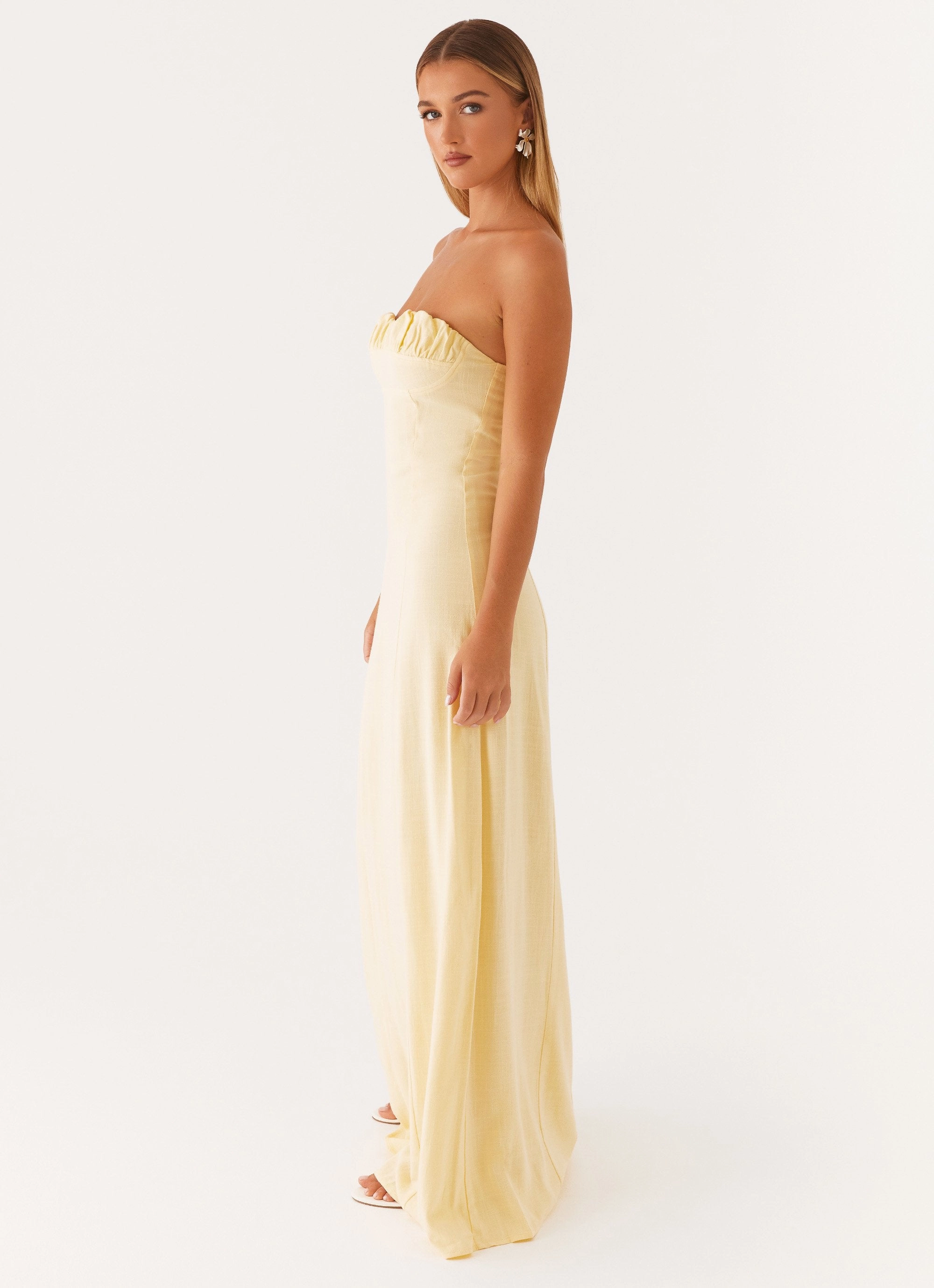 Pure Lines Outfit Boost Tayla Linen Maxi Dress - Yellow