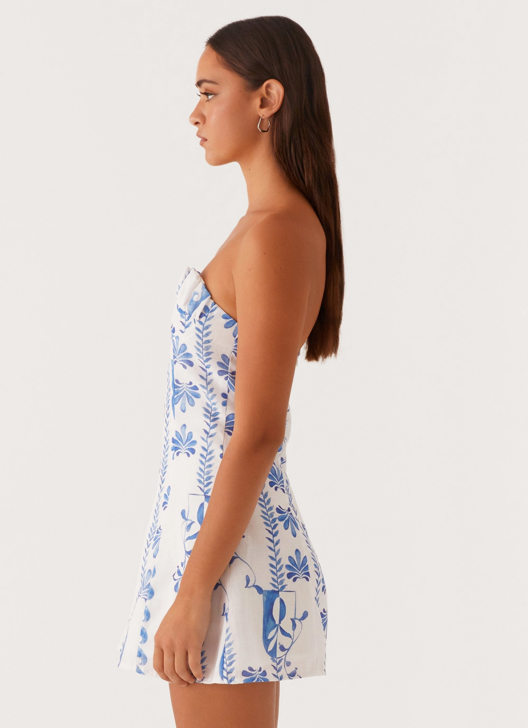 Tayla Linen Mini Dress - Floral Wave Urban Spirit