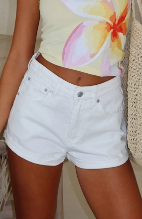 Missin' Something Denim Shorts White Double Layered Knees