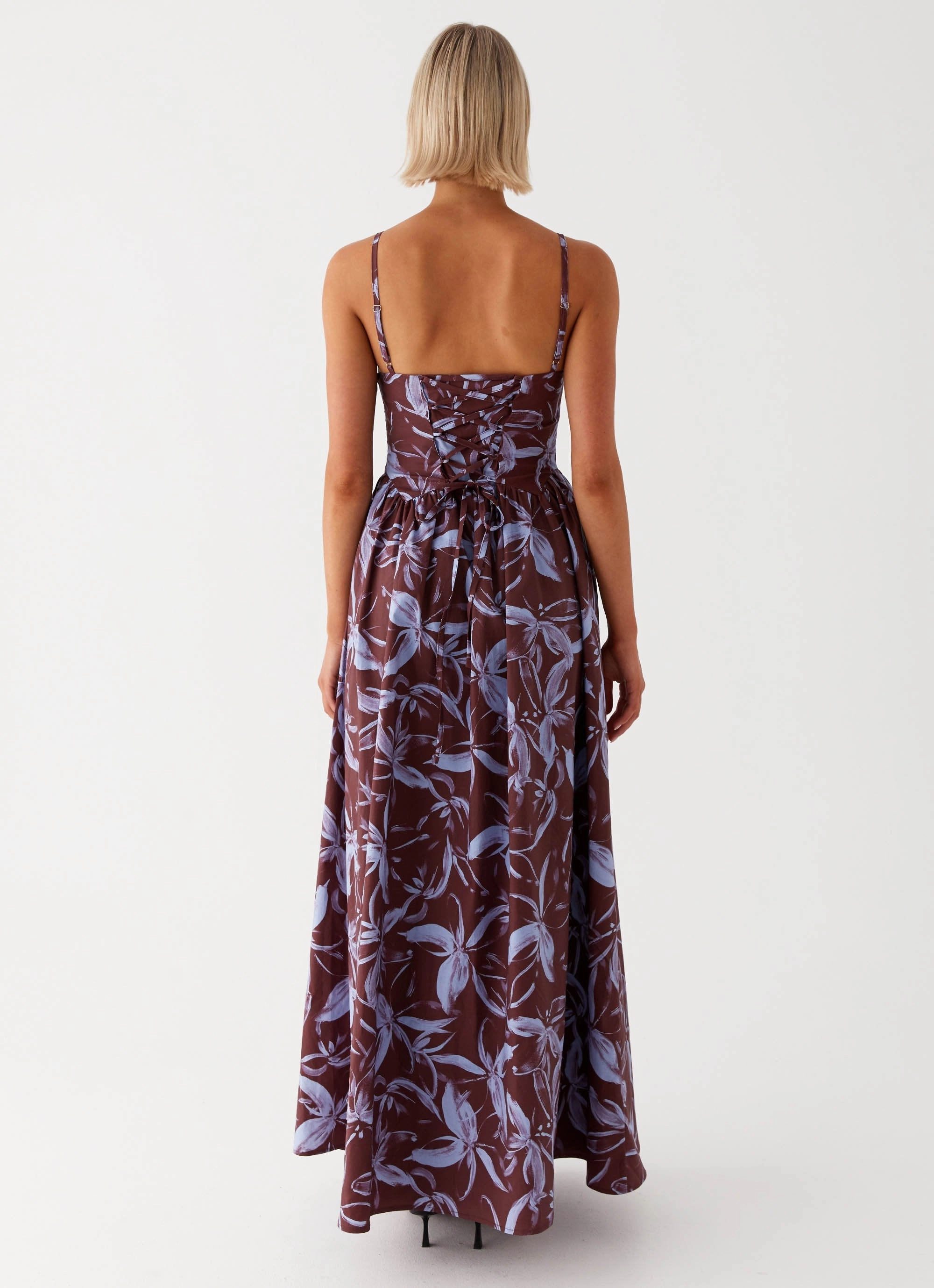 Tesoro Maxi Dress - Brown Purple Floral Power Soft